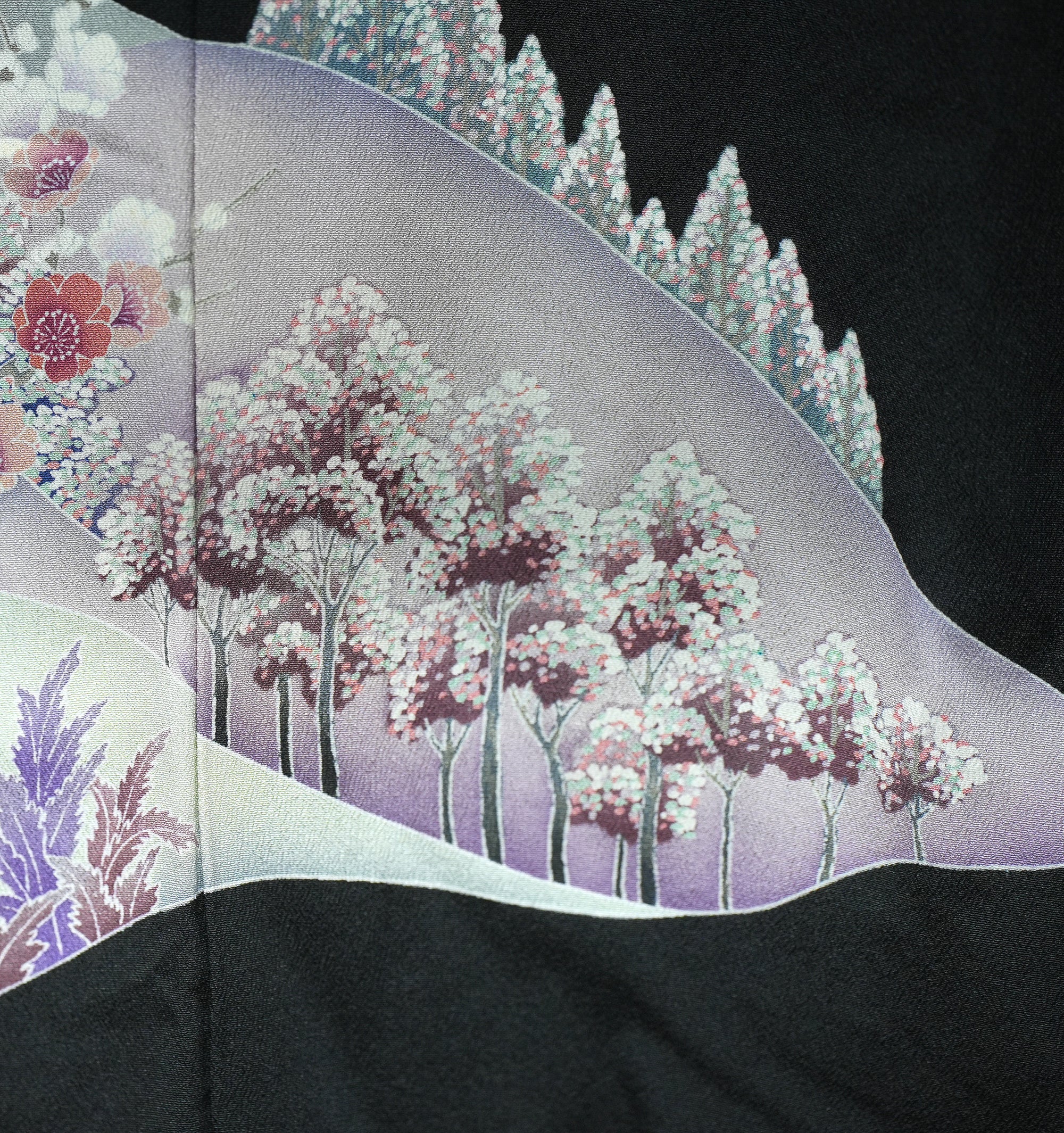 Chiku Fabric: SPRINGM6-09 | Black flower mountain