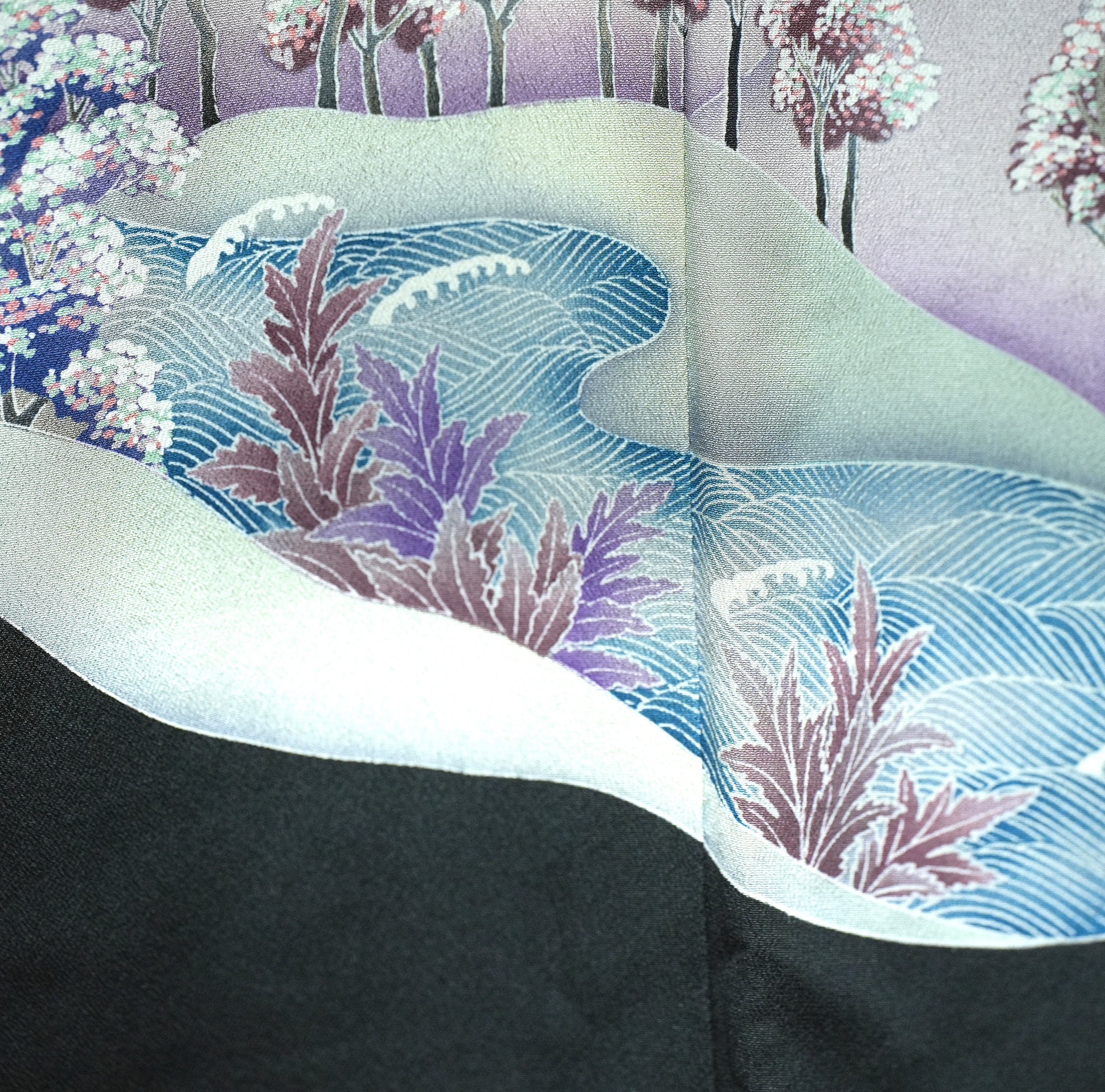 Chiku Fabric: SPRINGM6-09 | Black flower mountain