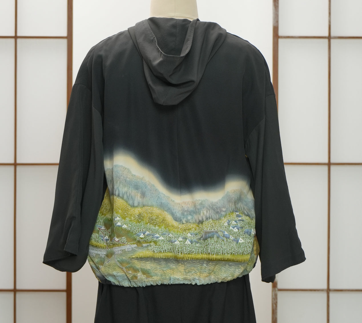 Premium On-hand: Black Hoodie | H6340Y (yuzen painting!)