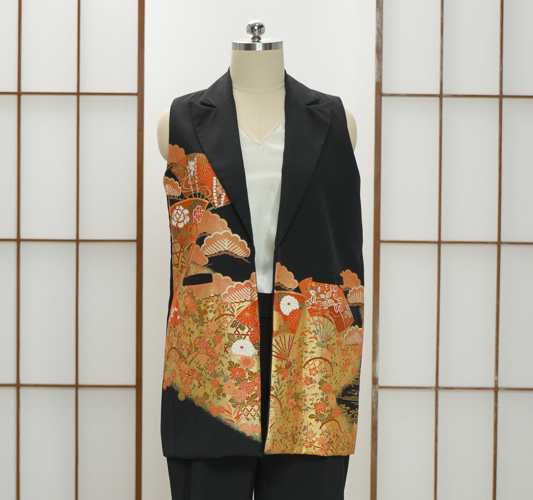 Premium On-hand: Black No sleeves suit jacket | L | NSSJ7064M