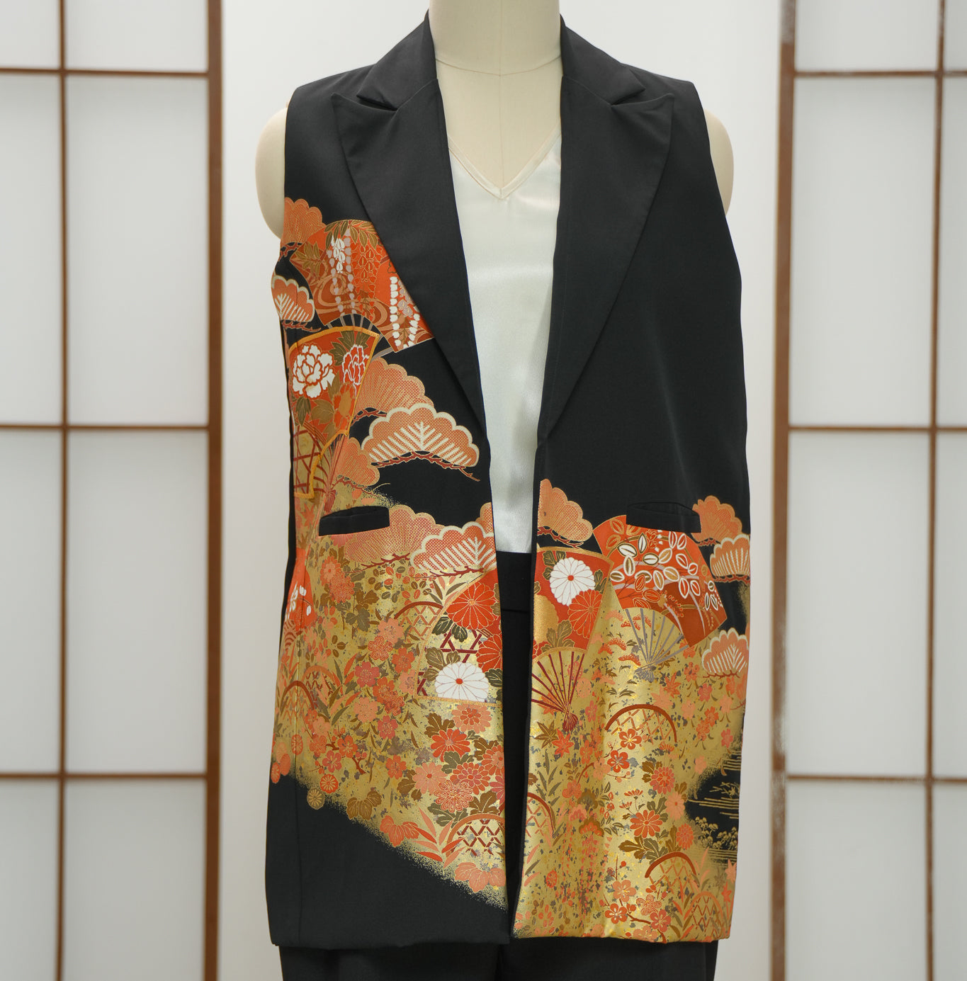 Premium On-hand: Black No sleeves suit jacket | L | NSSJ7064M