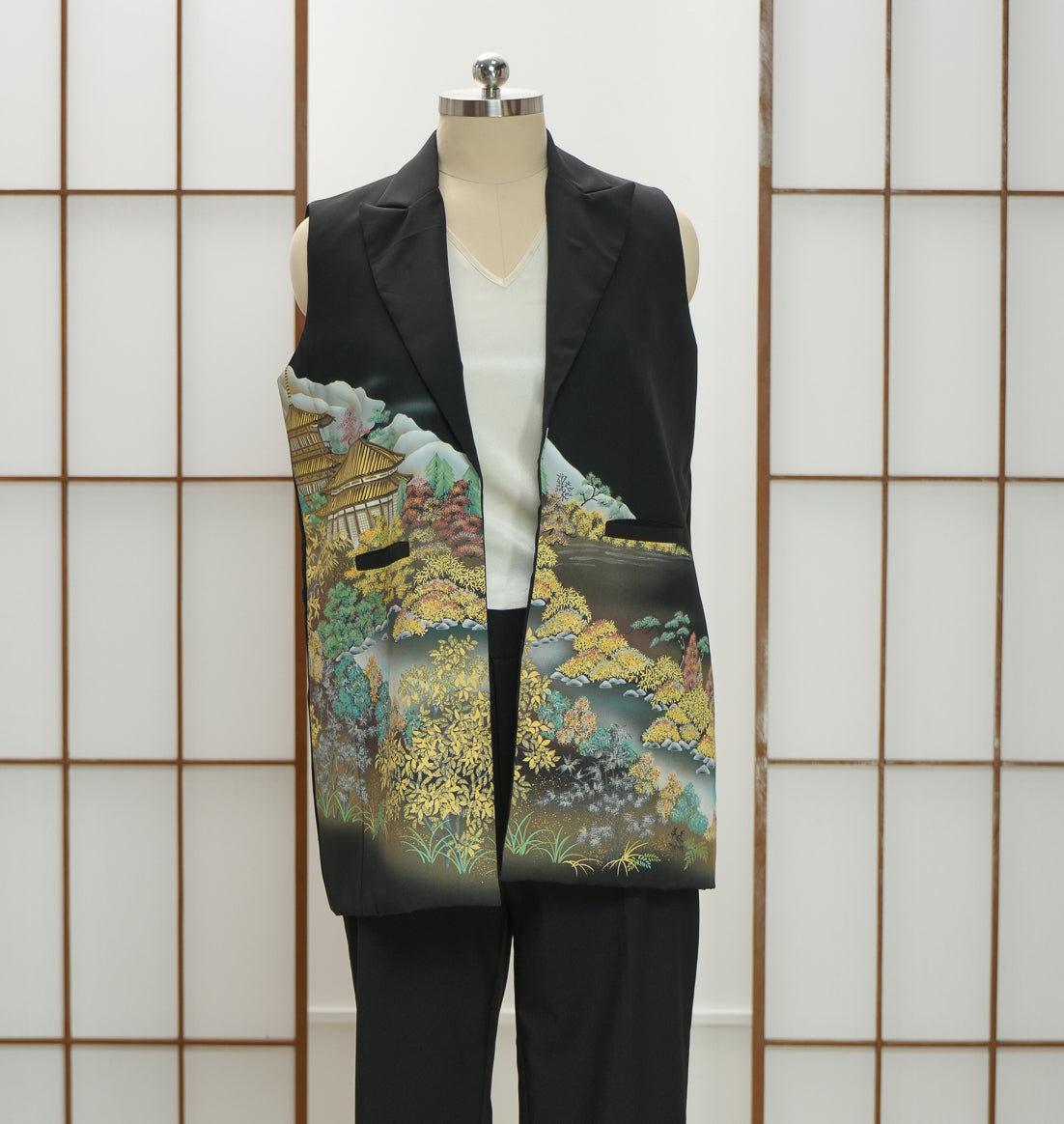 Premium On-hand: Black No sleeves suit jacket | XL | NSSJ7057M