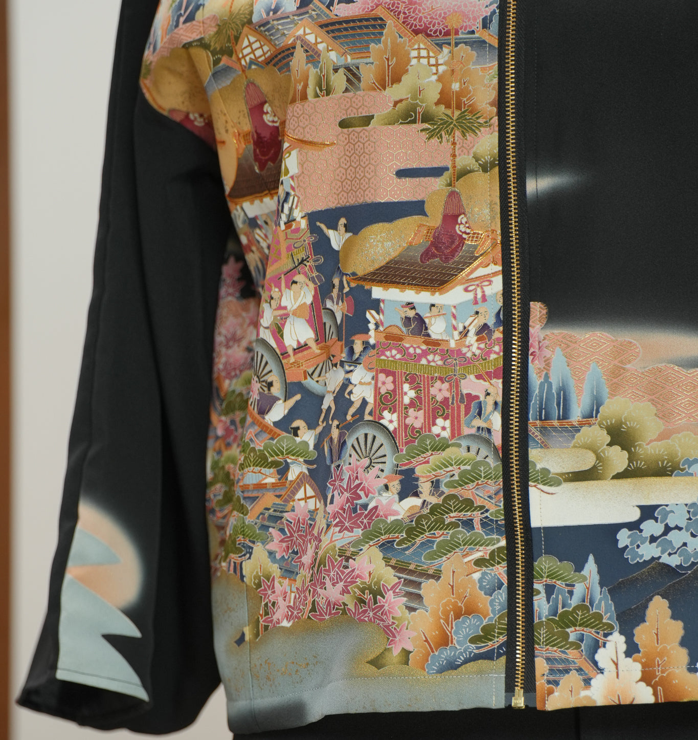 Premium On-hand:  Black Hoodie With Zipper | HWZ7682 (Yuzen painting!)