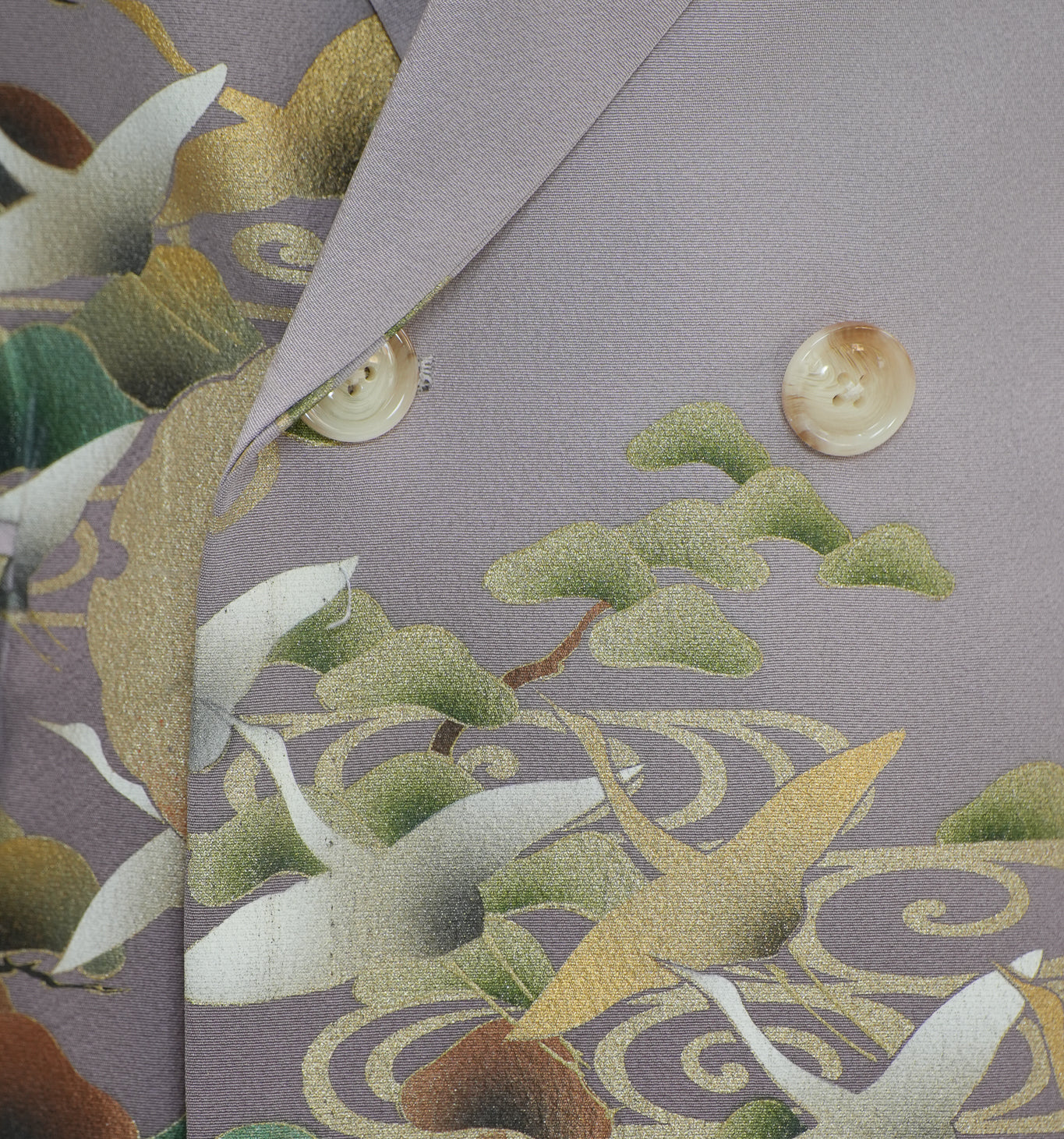 On-hand: Loose Fit Men's Suit Lavender with Cranes | MOS7689