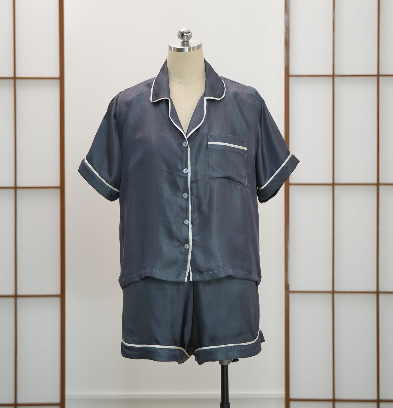 On-hand item: Women's Silver Silk Pajama Set