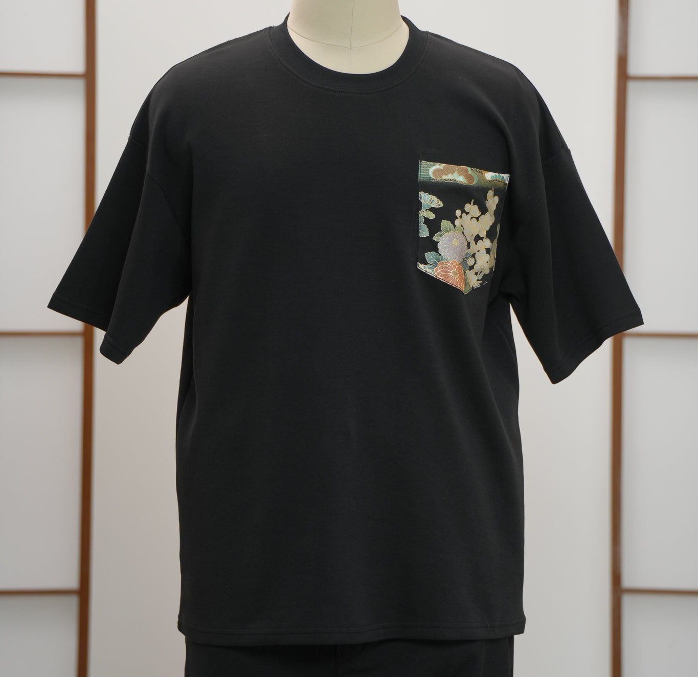 Premium On-hand: Black Men’s patchwork shirt | XL | TS7422A -mtss