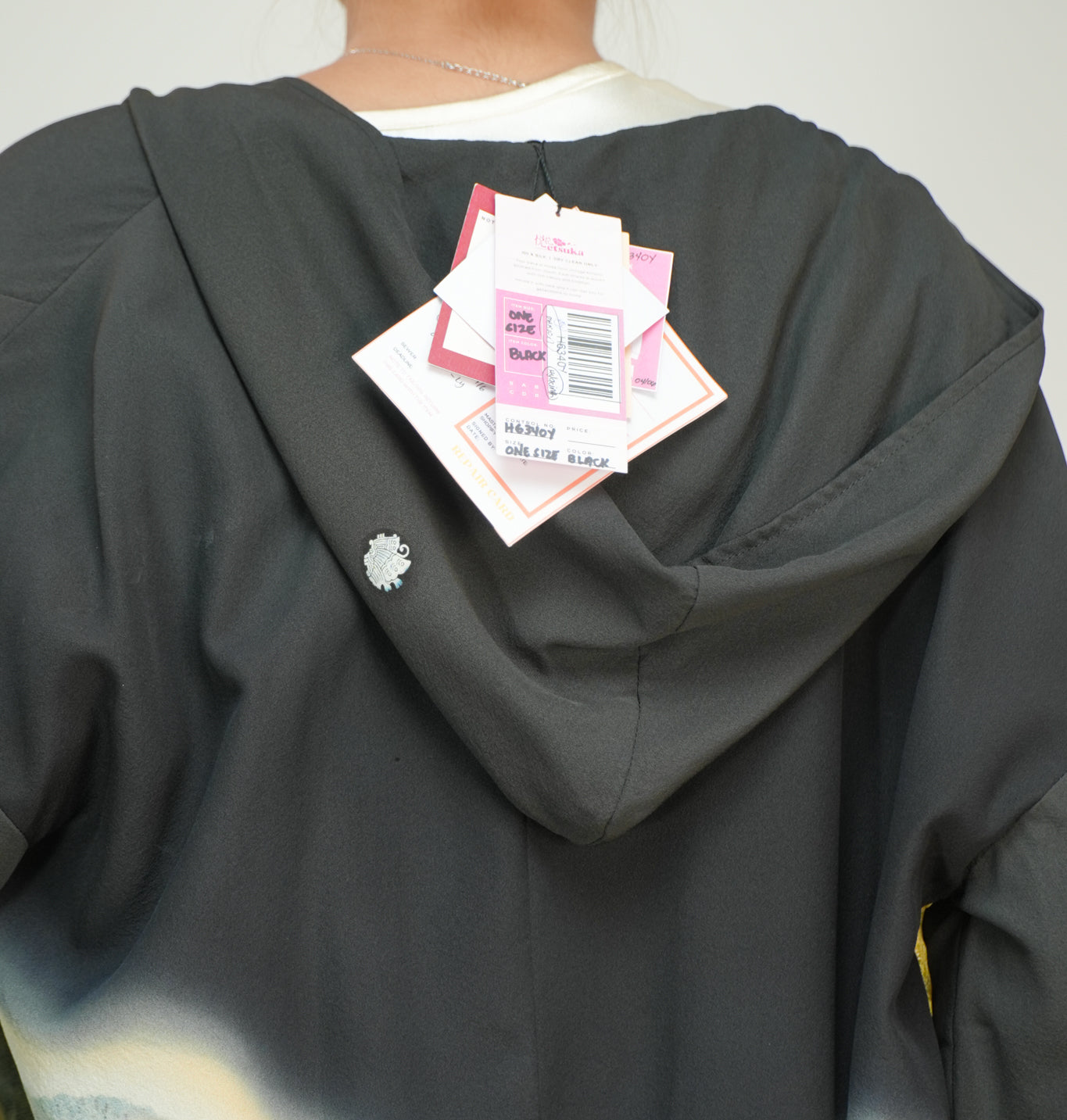 Premium On-hand: Black Hoodie | H6340Y (yuzen painting!)