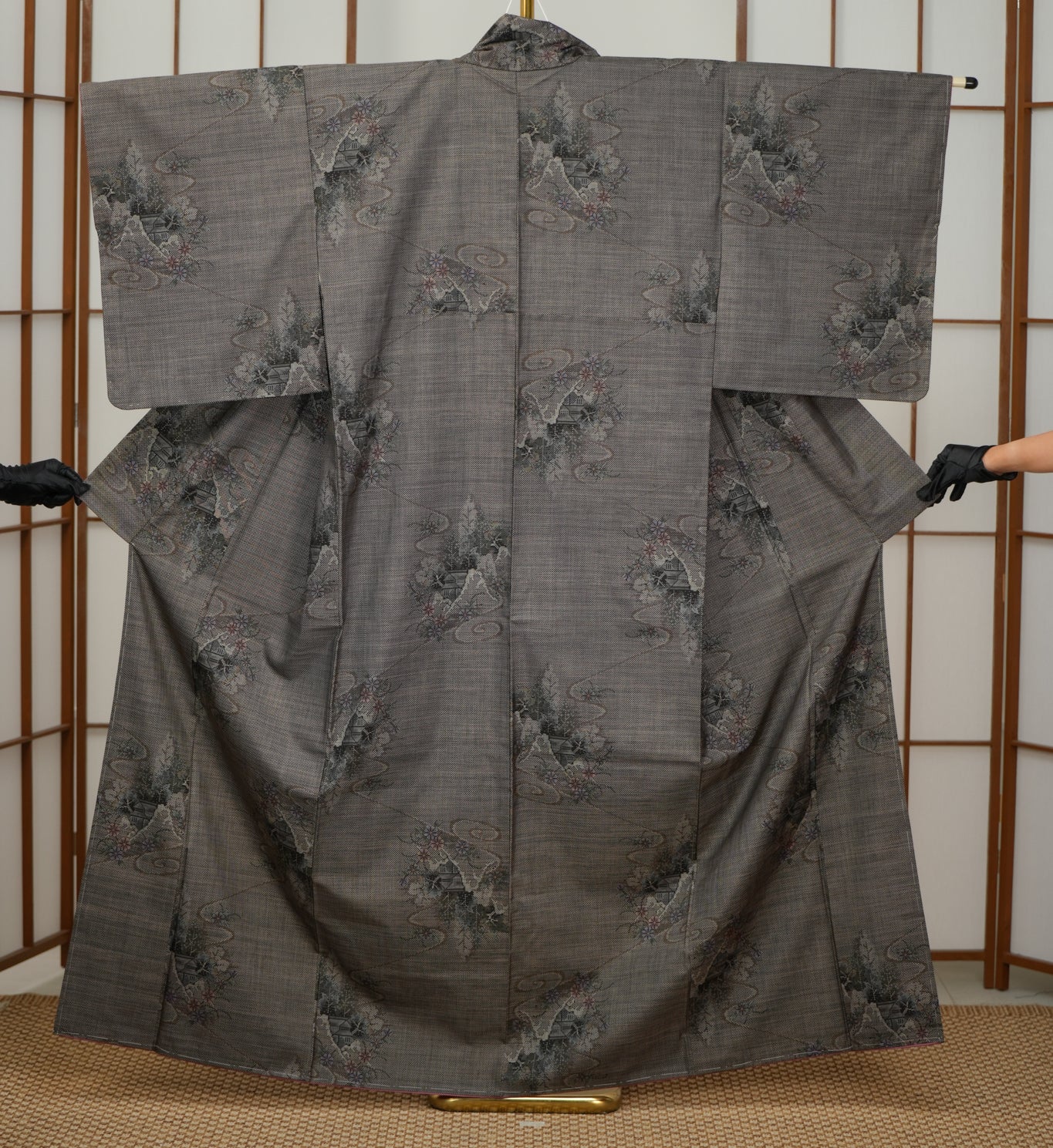 Premium Oshima Fabric: 0504_04 | Smoky Floral (certified Dorozome)
