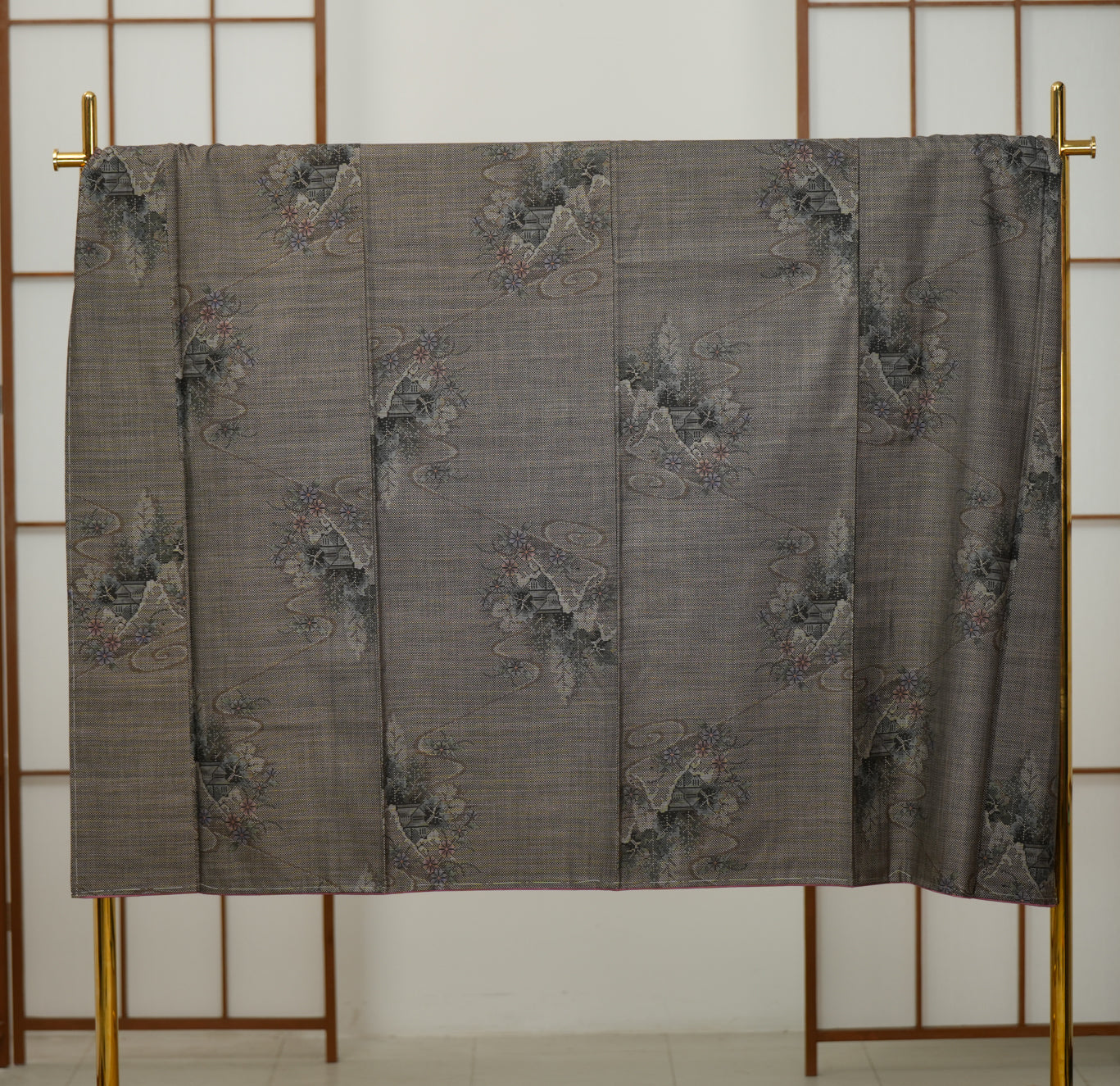 Premium Oshima Fabric: 0504_04 | Smoky Floral (certified Dorozome)
