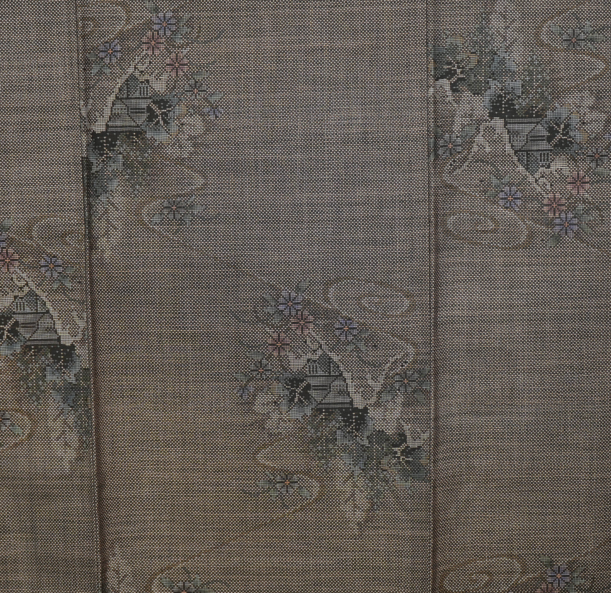 Premium Oshima Fabric: 0504_04 | Smoky Floral (certified Dorozome)