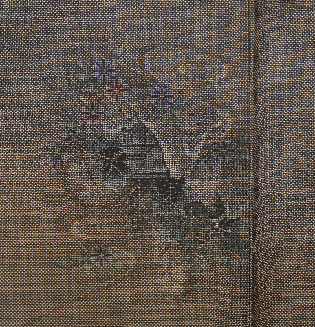 Premium Oshima Fabric: 0504_04 | Smoky Floral (certified Dorozome)