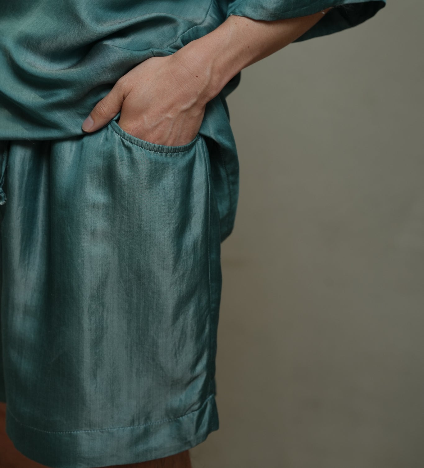 On-hand item: Teal Men's Silk Pajama Set