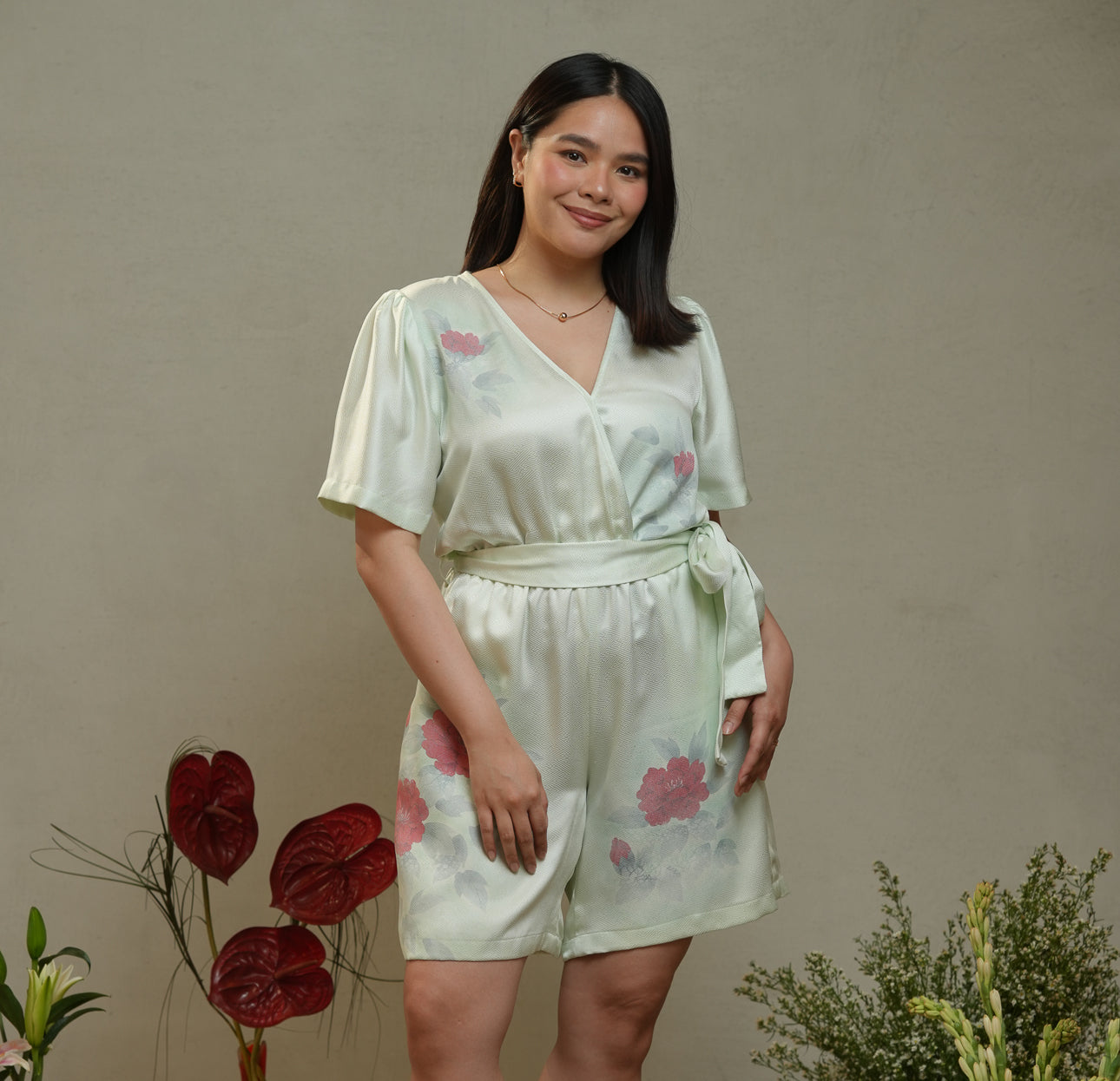On-hand item: Green Floral Romper