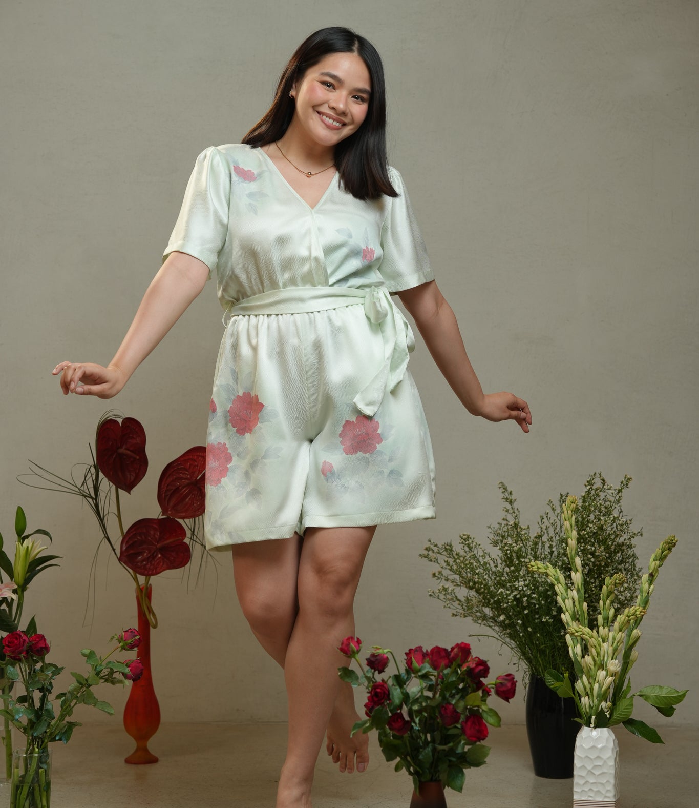 On-hand item: Green Floral Romper