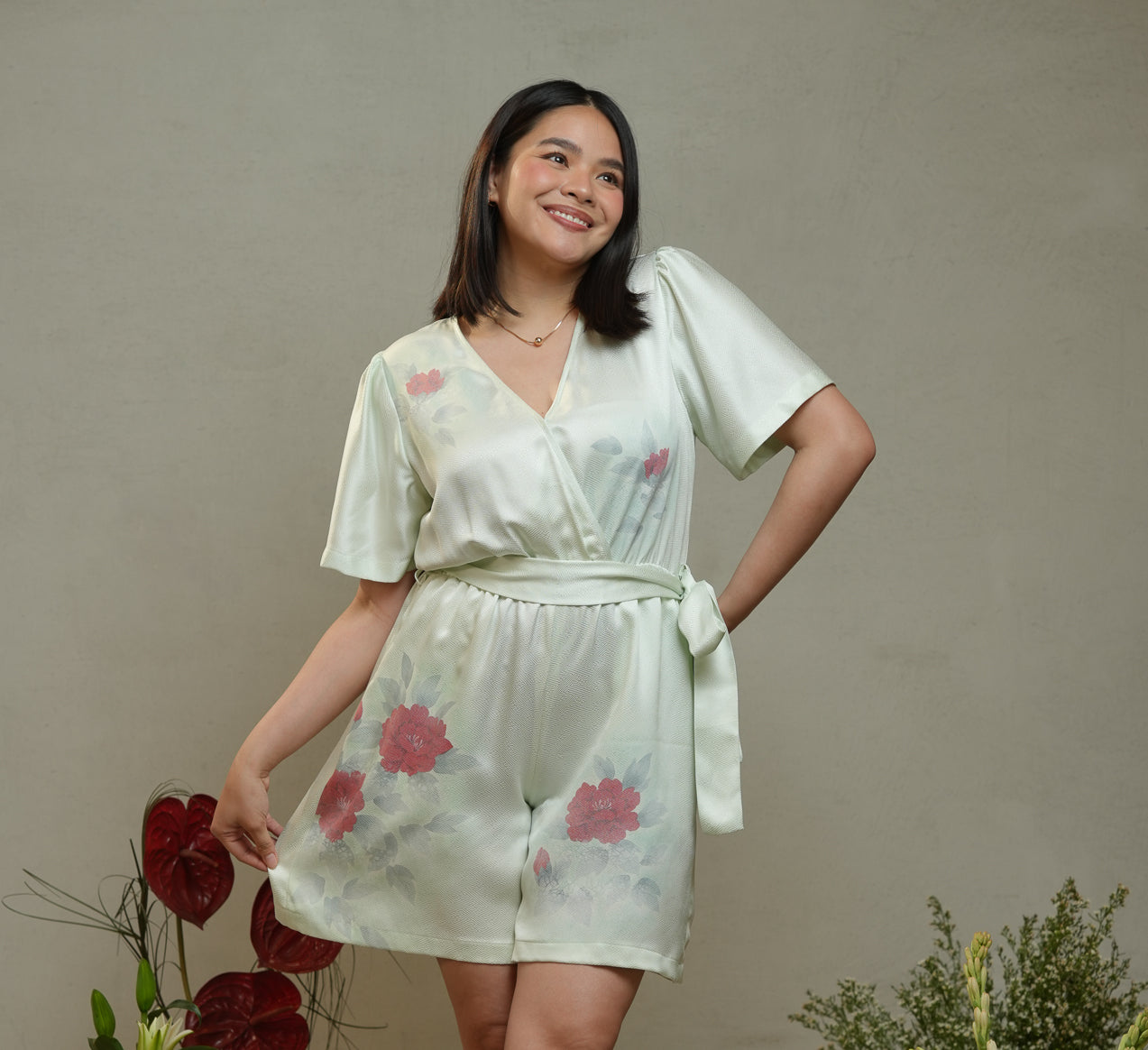 On-hand item: Green Floral Romper