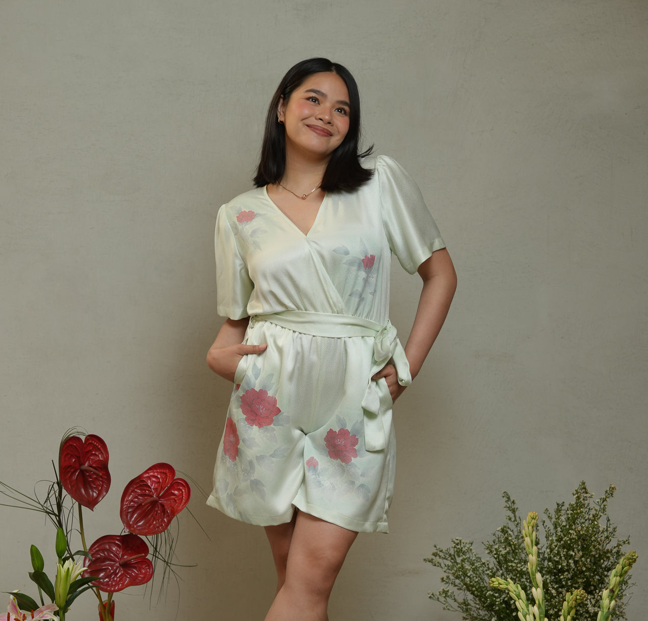 On-hand item: Green Floral Romper
