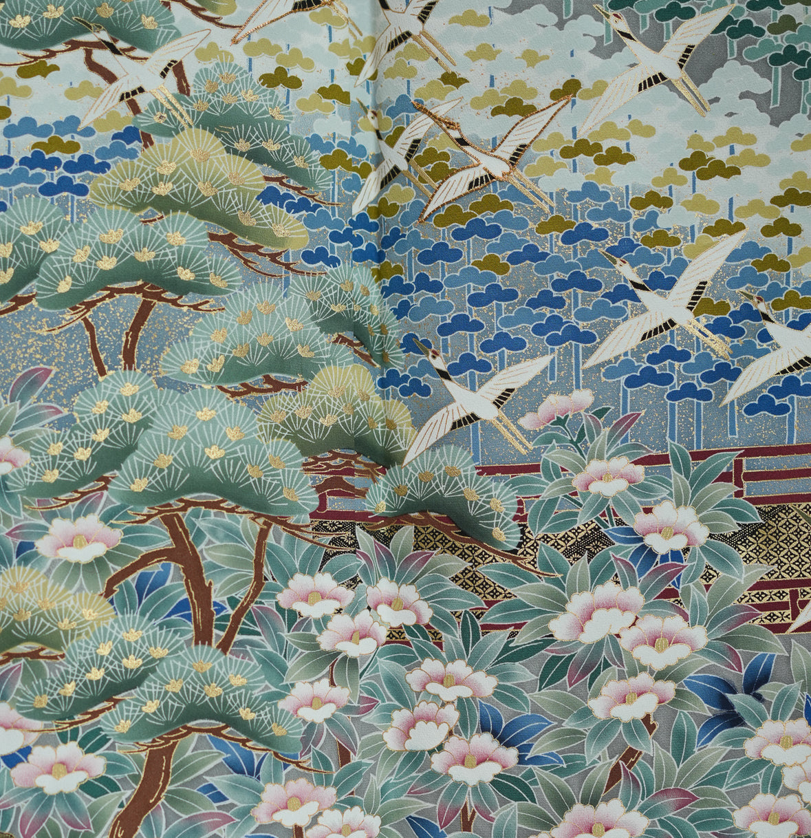 Premium Yuzen Fabric: VIP sho 0508_16 | Black Birds in Motion