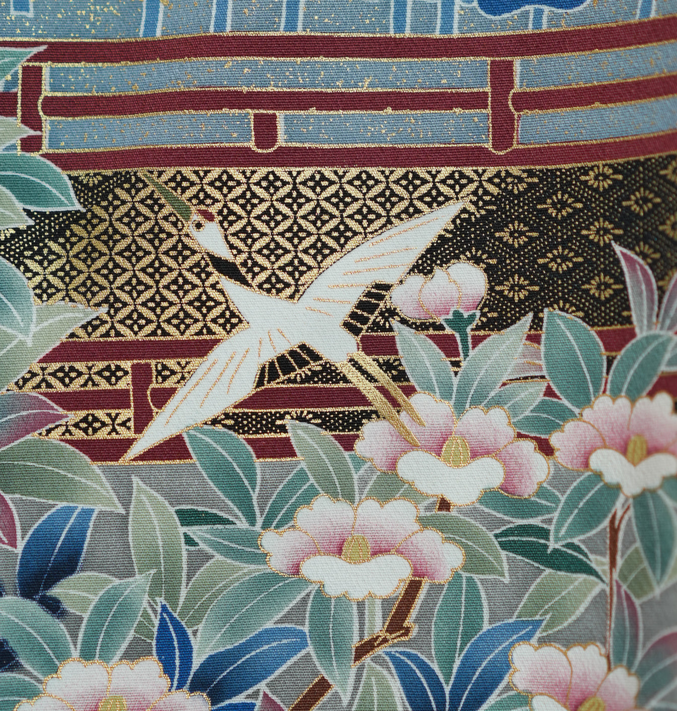 Premium Yuzen Fabric: VIP sho 0508_16 | Black Birds in Motion
