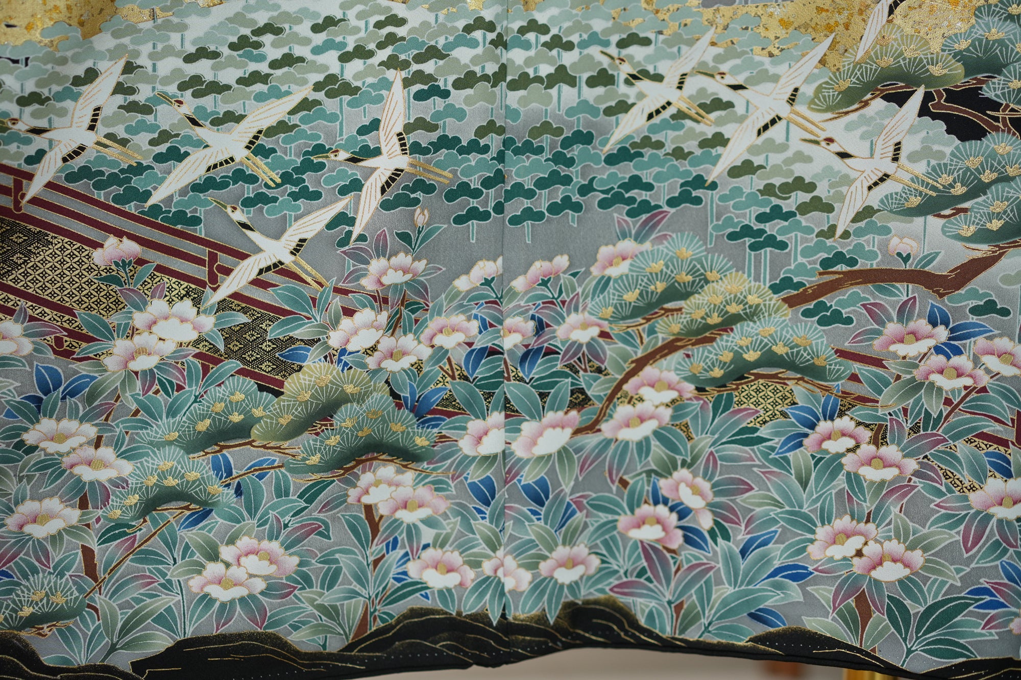 Premium Yuzen Fabric: VIP sho 0508_16 | Black Birds in Motion