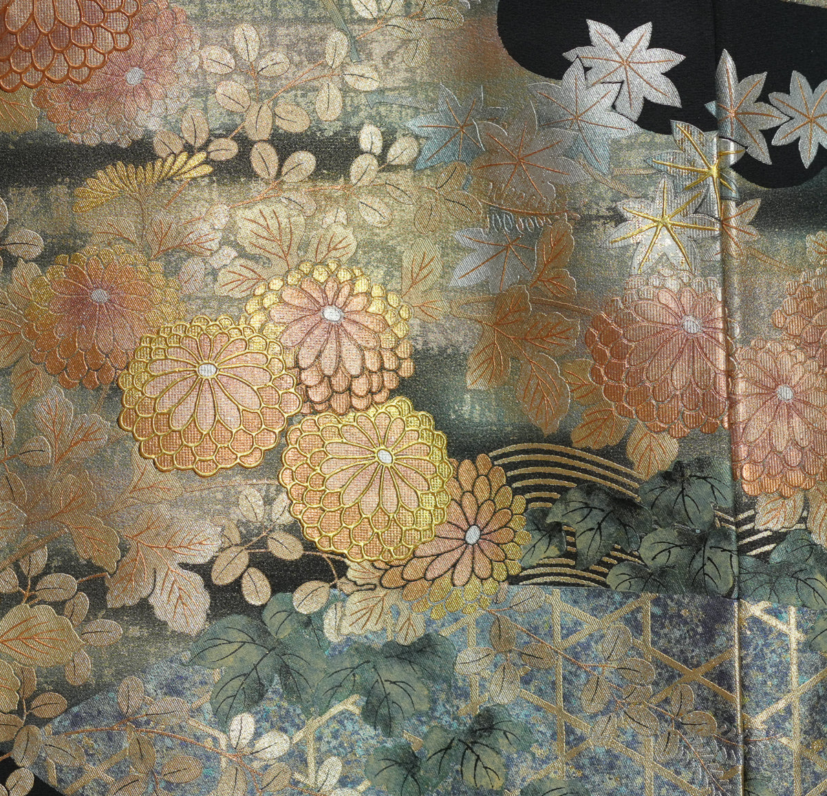 Premium Fabric: VIP sho 0508_30 | Black gold leaves