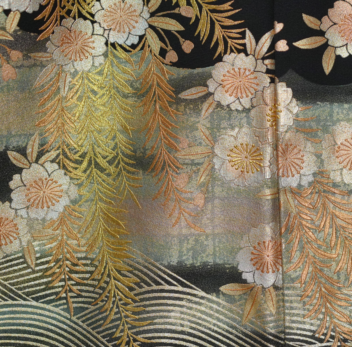 Premium Fabric: VIP sho 0508_30 | Black gold leaves