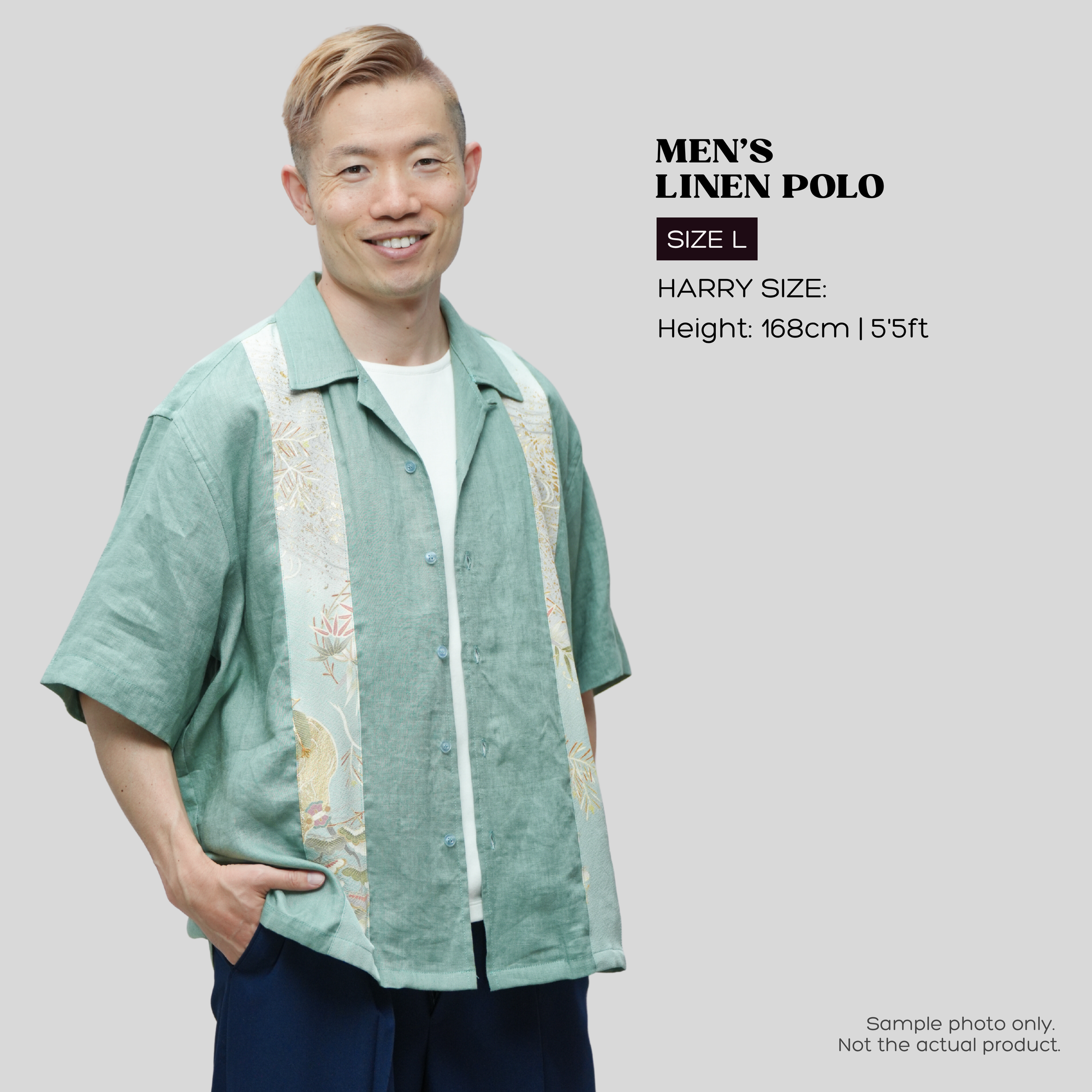 Premium On-hand: Black Men's Linen Polo | LP7217 | L