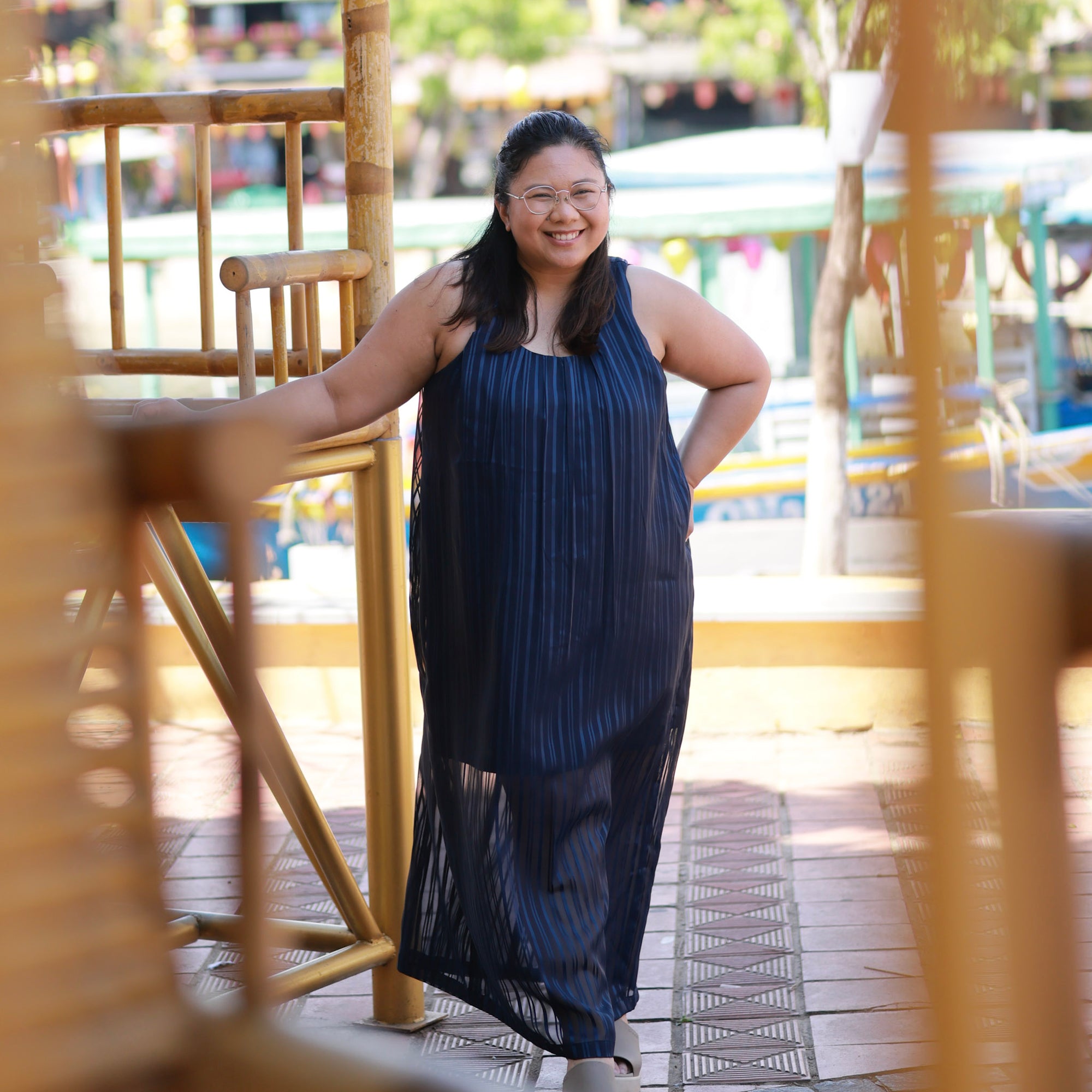 Coming Soon - On-hand item: Blue See-through Round neck Dress