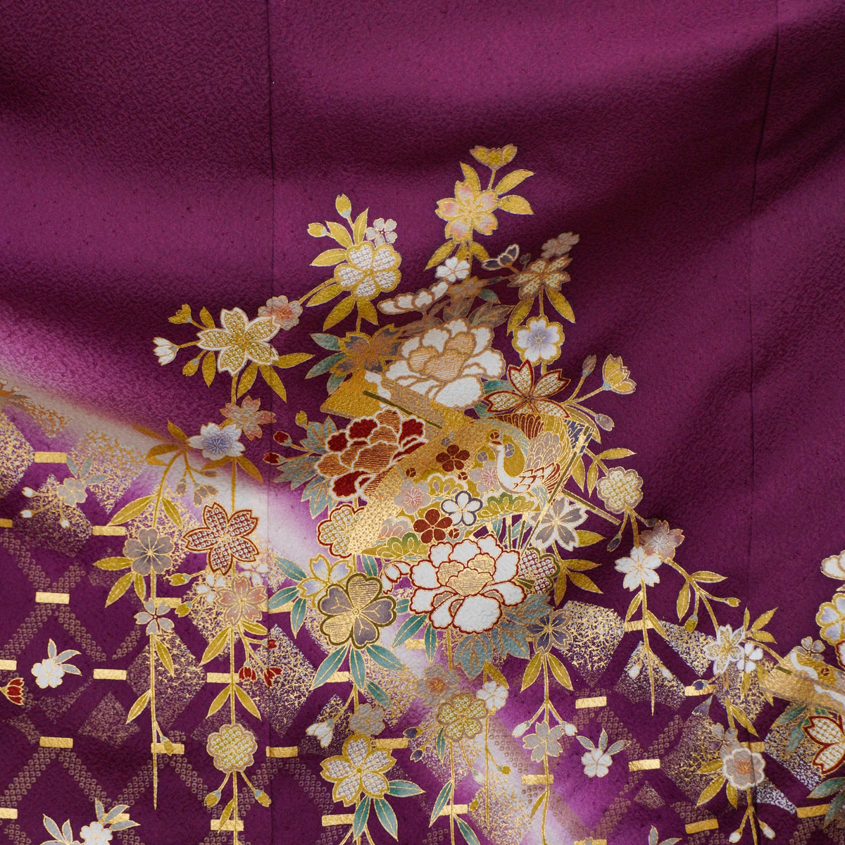 Premium Sho Fabric: 1022_12 | Gold in Magenta