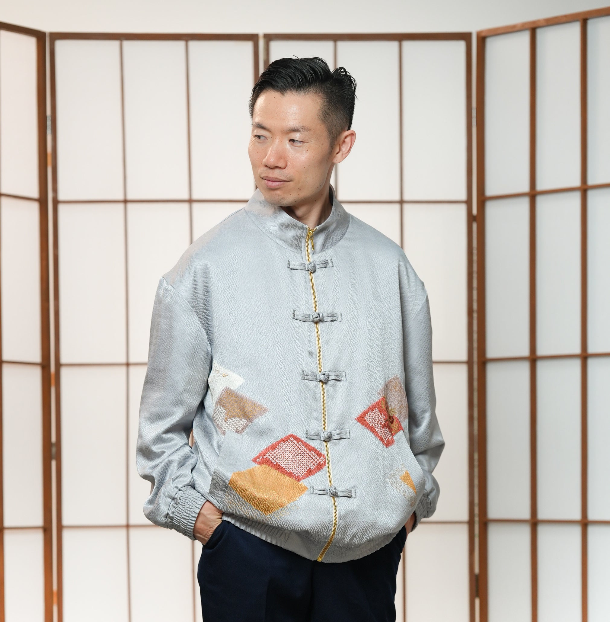 Premium On-hand: Blue grey Chinese Knot Suit Jacket | CNY7191 | L (men)