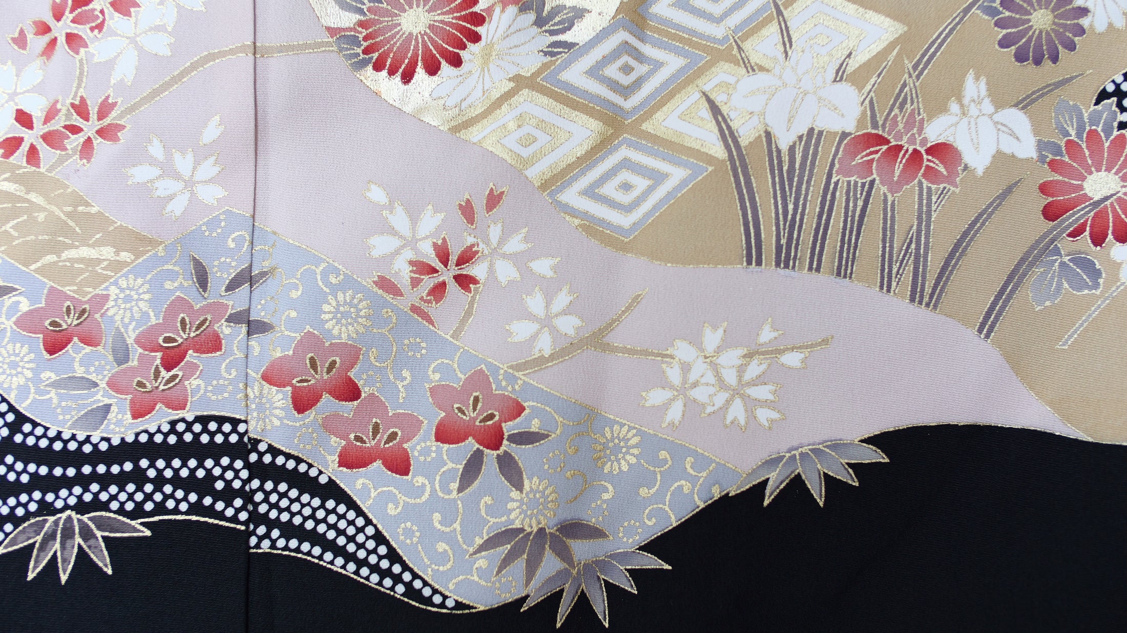 Online Private Viewing | Cranes across golden landscape |  Fabric No 020 (Atsuko)