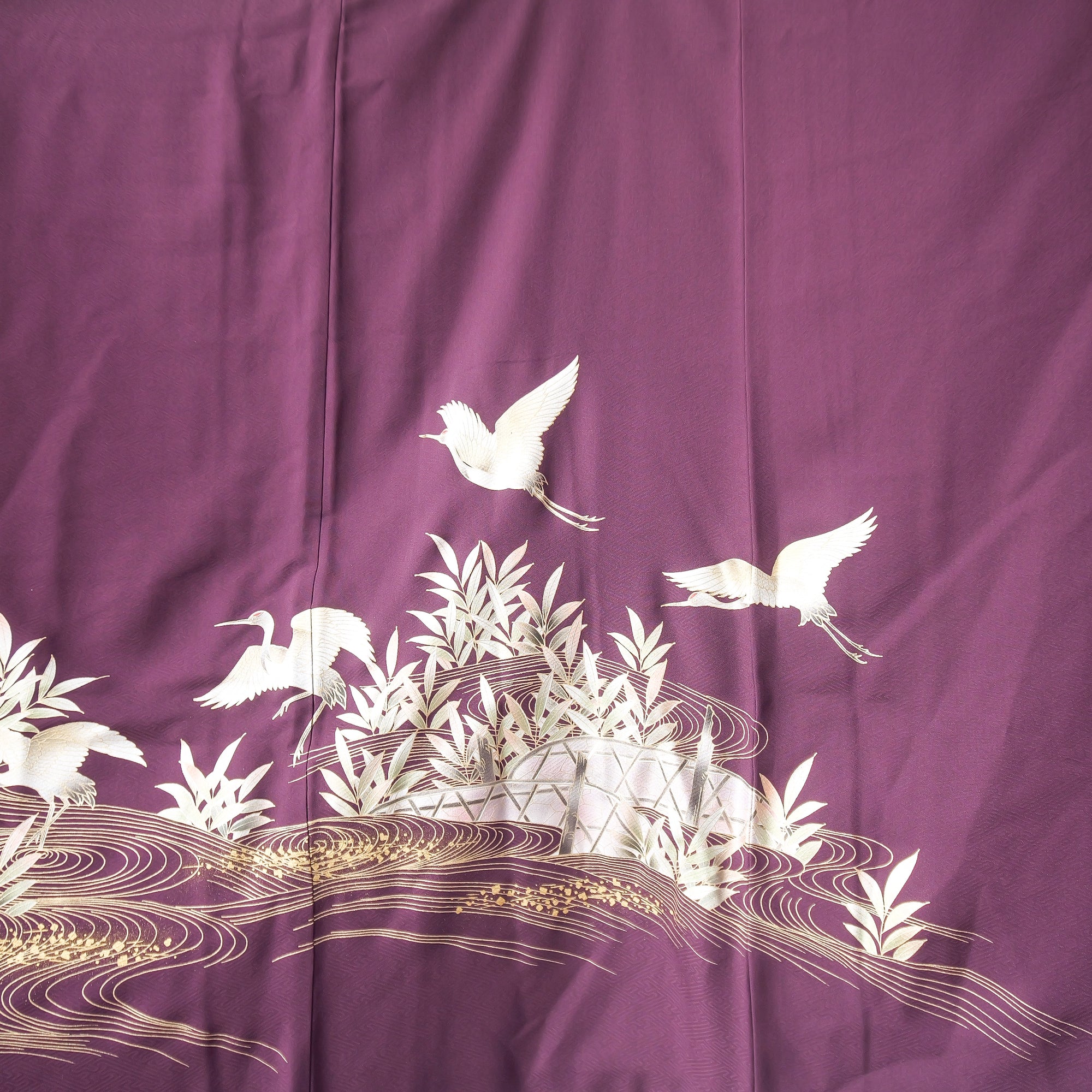 J21-12 Premium Fabric: Purple with gold crane RARE COLOR!