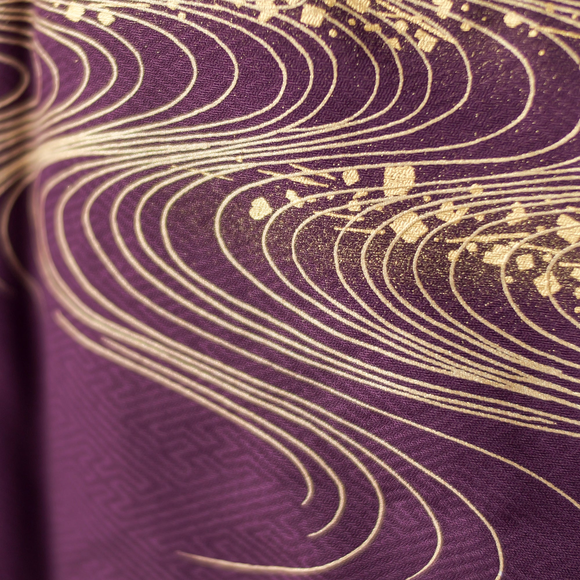 J21-12 Premium Fabric: Purple with gold crane RARE COLOR!
