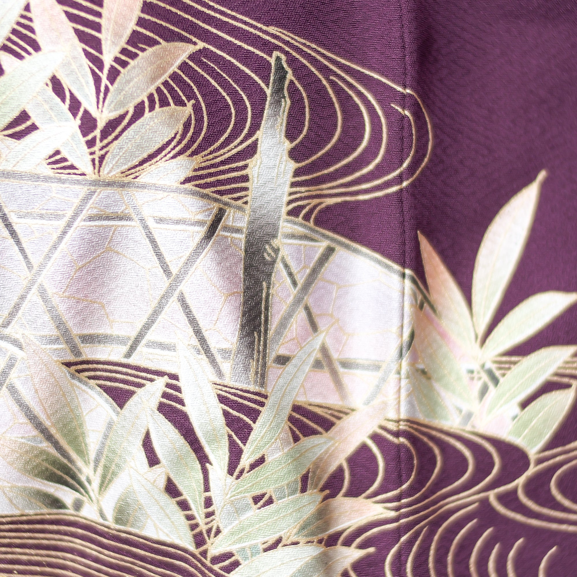 J21-12 Premium Fabric: Purple with gold crane RARE COLOR!