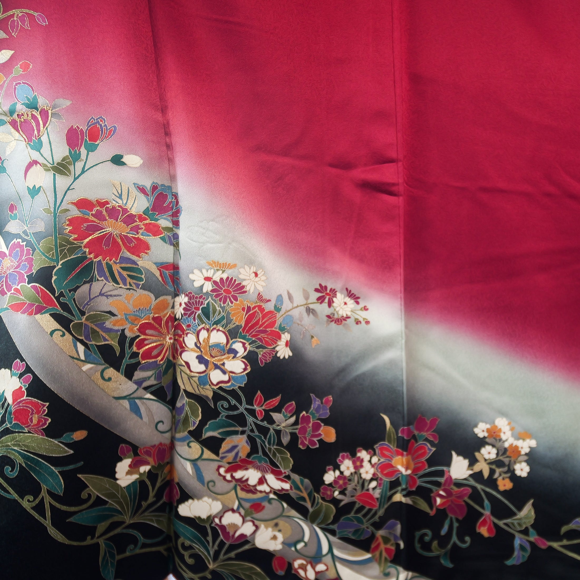 Valentine's collection Fabric (F05-1): Flower in Red Midnight Furisode