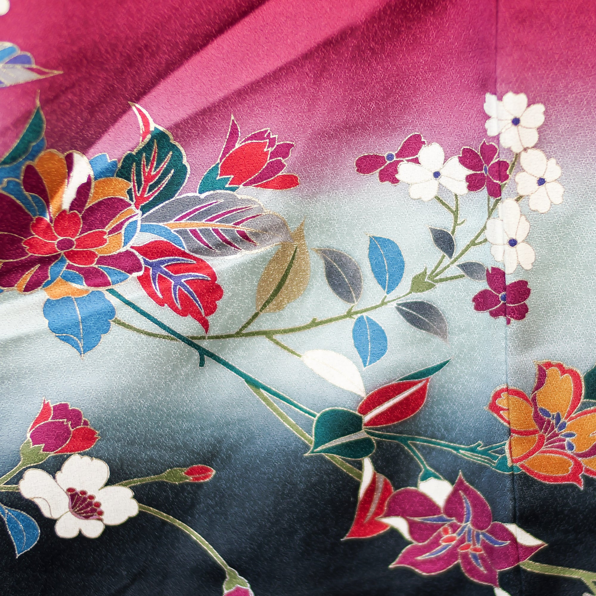 Valentine's collection Fabric (F05-1): Flower in Red Midnight Furisode