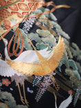 Load image into Gallery viewer, Premium Fabric: AP9-08 White Cranes Flying With Golden Strips of Fabric
