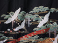 Load image into Gallery viewer, Premium Fabric: AP9-08 White Cranes Flying With Golden Strips of Fabric
