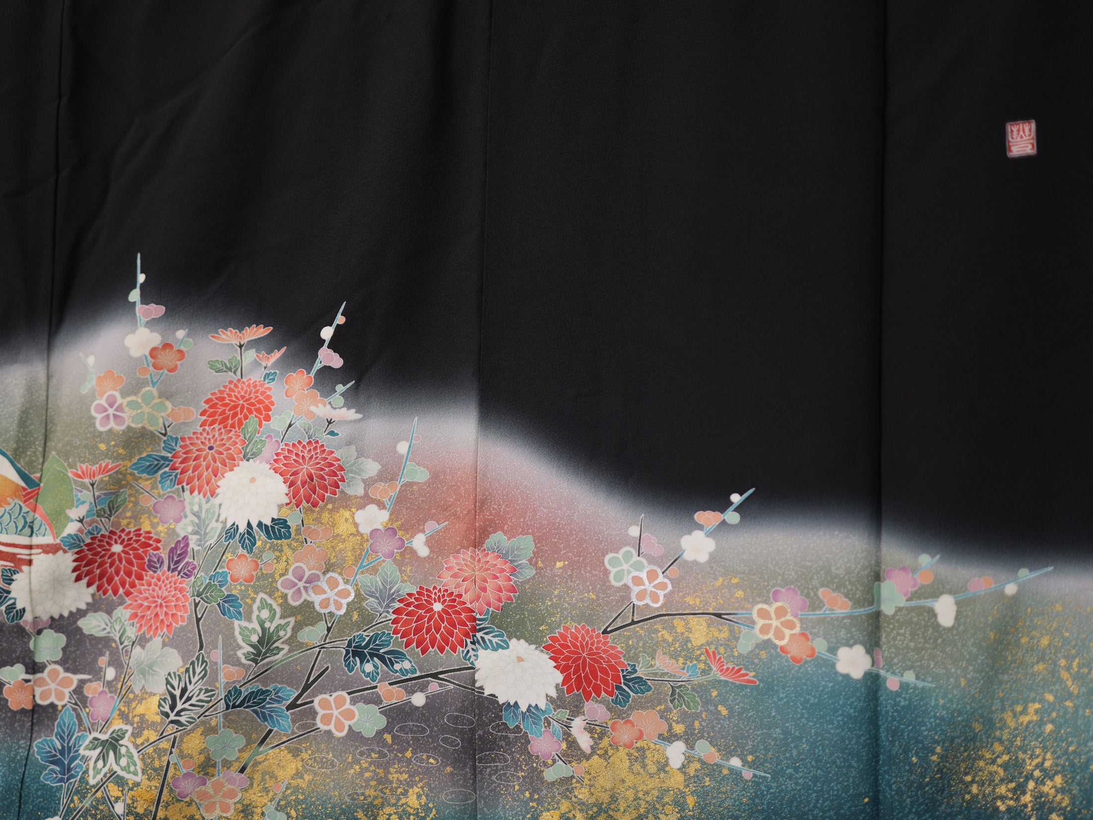 Sakura Collection Fabric: AP9-18-U Multicolored Mandarin Ducks with Gold Embroidery