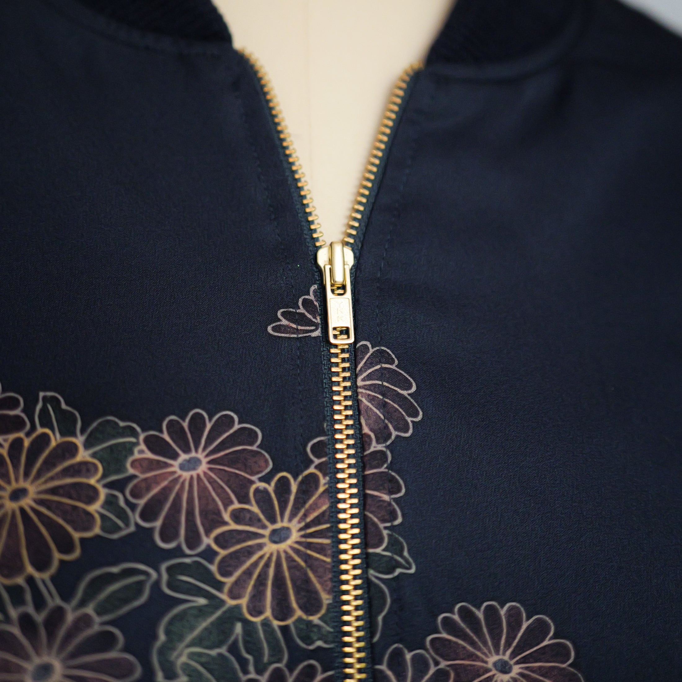 On-hand: Bomber Jacket : Navy Blue Garden (elegant color): BJ3639 - Size MA