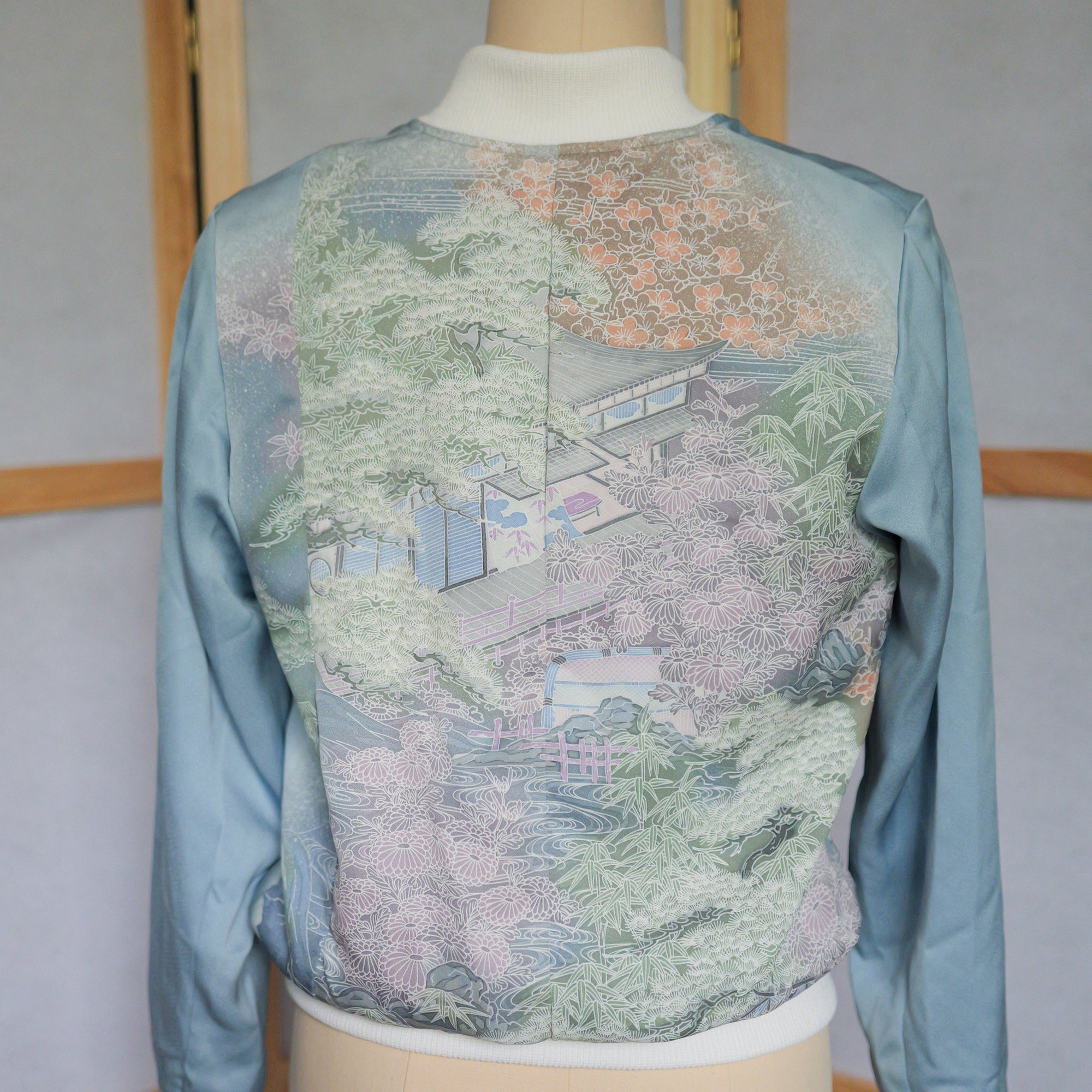On-hand: Bomber Jacket : Navy Blue Garden (elegant color): BJ3600 - Size LA