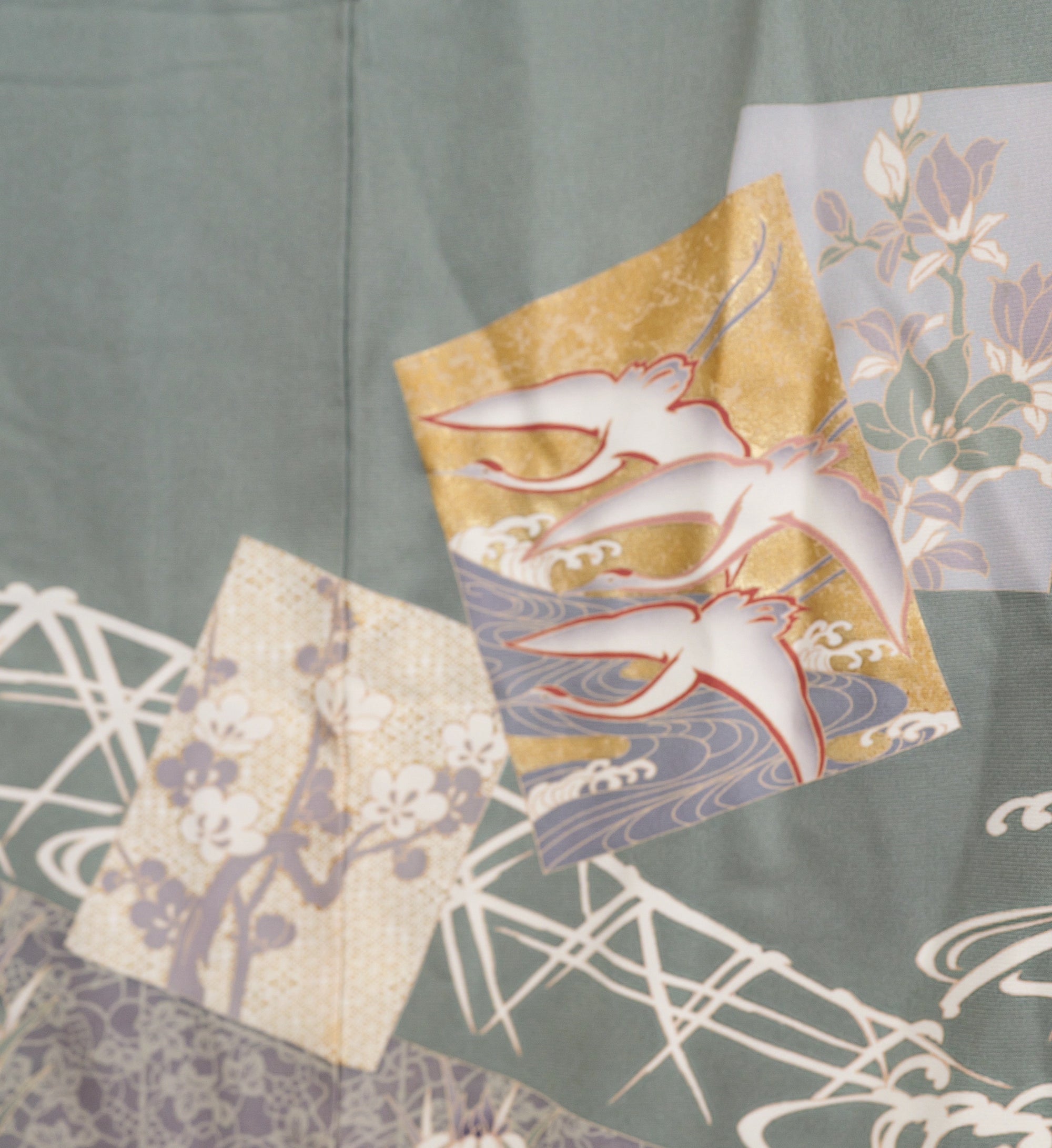 Premium Fabric: Aug12-04 | Light Green w/ Gold