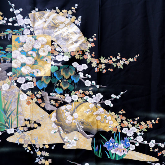 Premium Fabric: 1217-02 | Black and blue florals