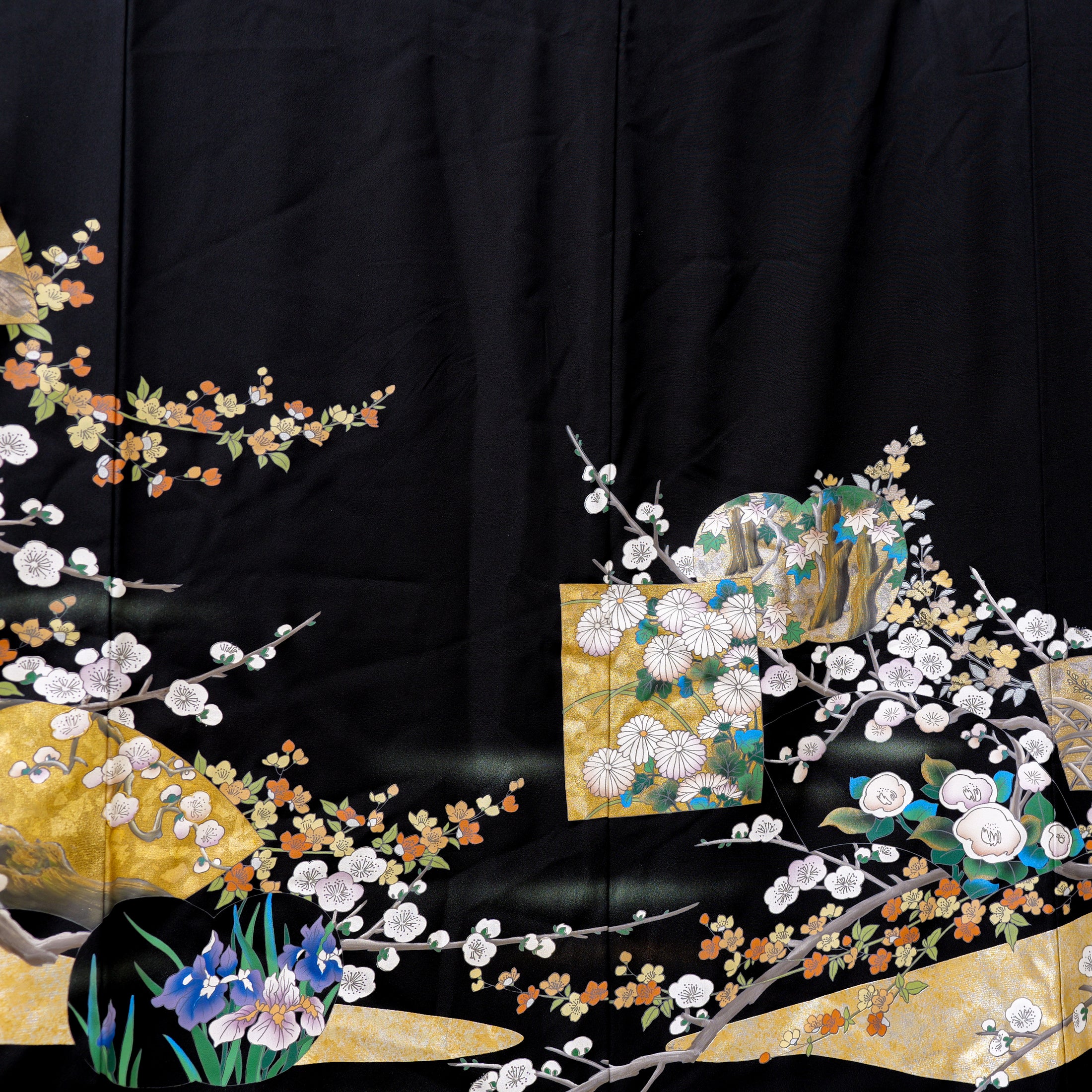 Premium Fabric: 1217-02 | Black and blue florals