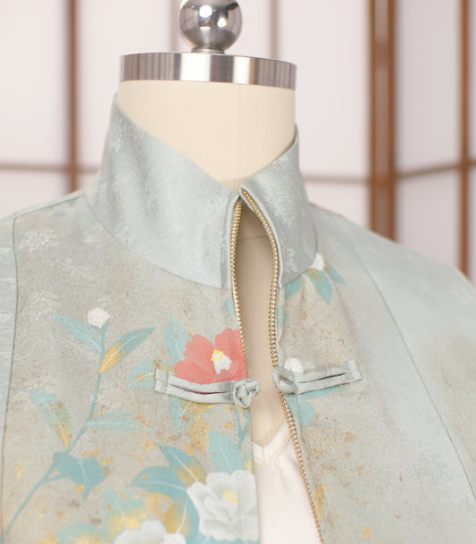 Premium On-hand: Flowery Green Woman Chinese Knot Jacket | CNY7195 | LB