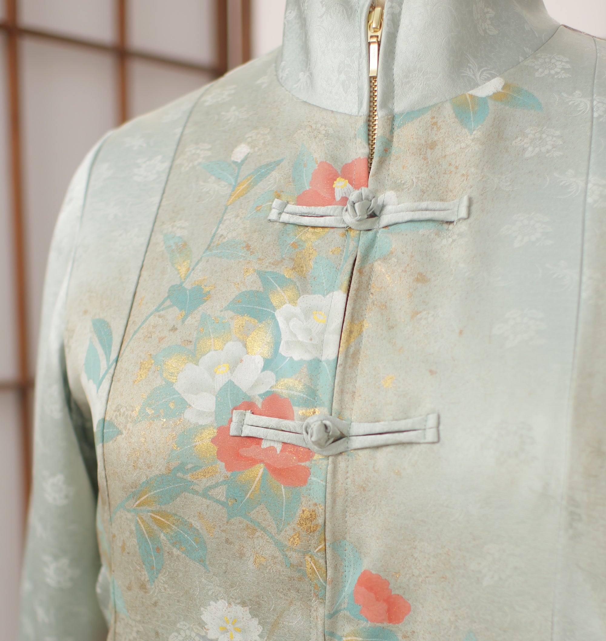 Premium On-hand: Flowery Green Woman Chinese Knot Jacket | CNY7195 | LB