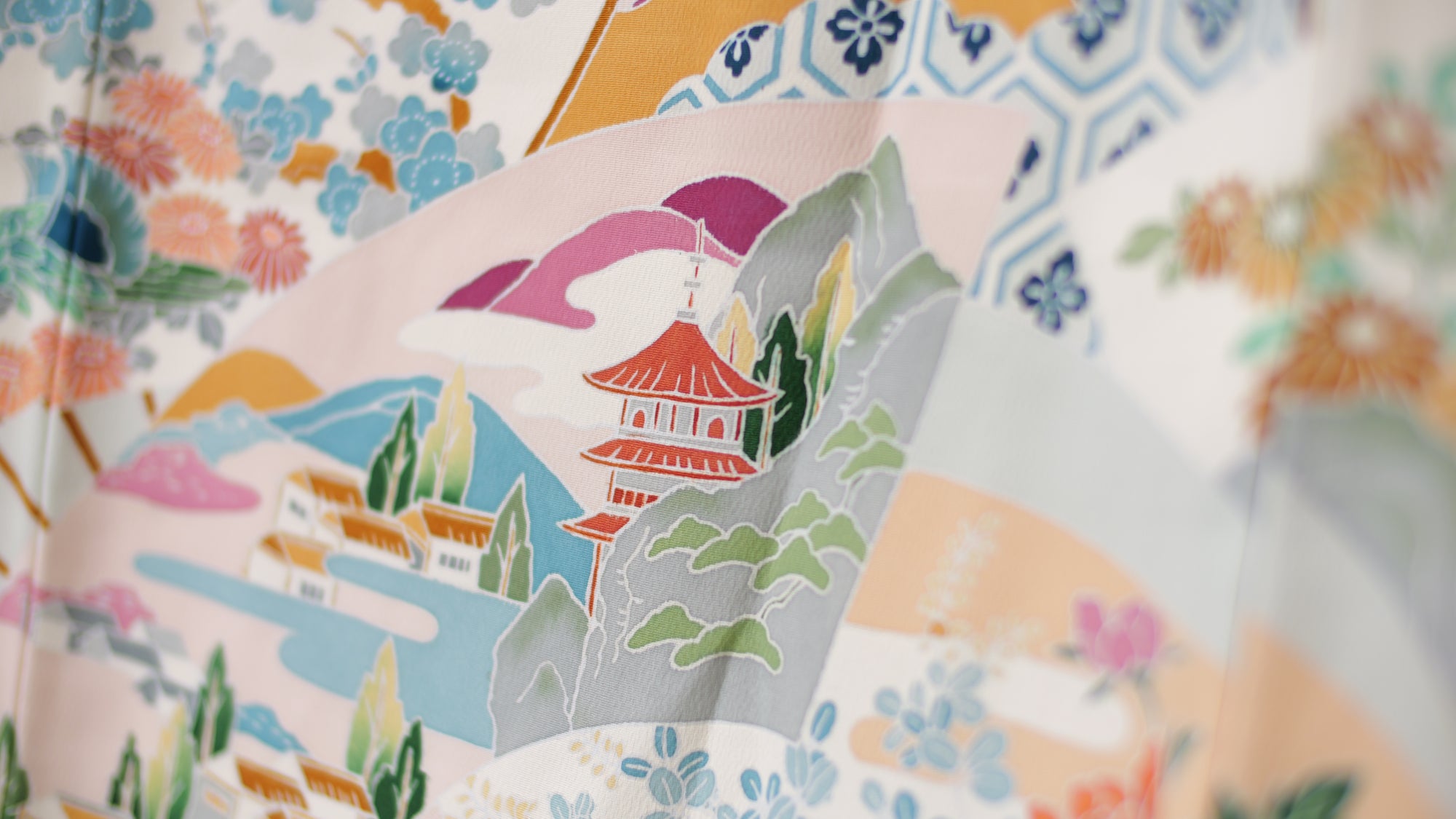 Premium Fabric: AP25-01 | Pink Fans with Oshidori