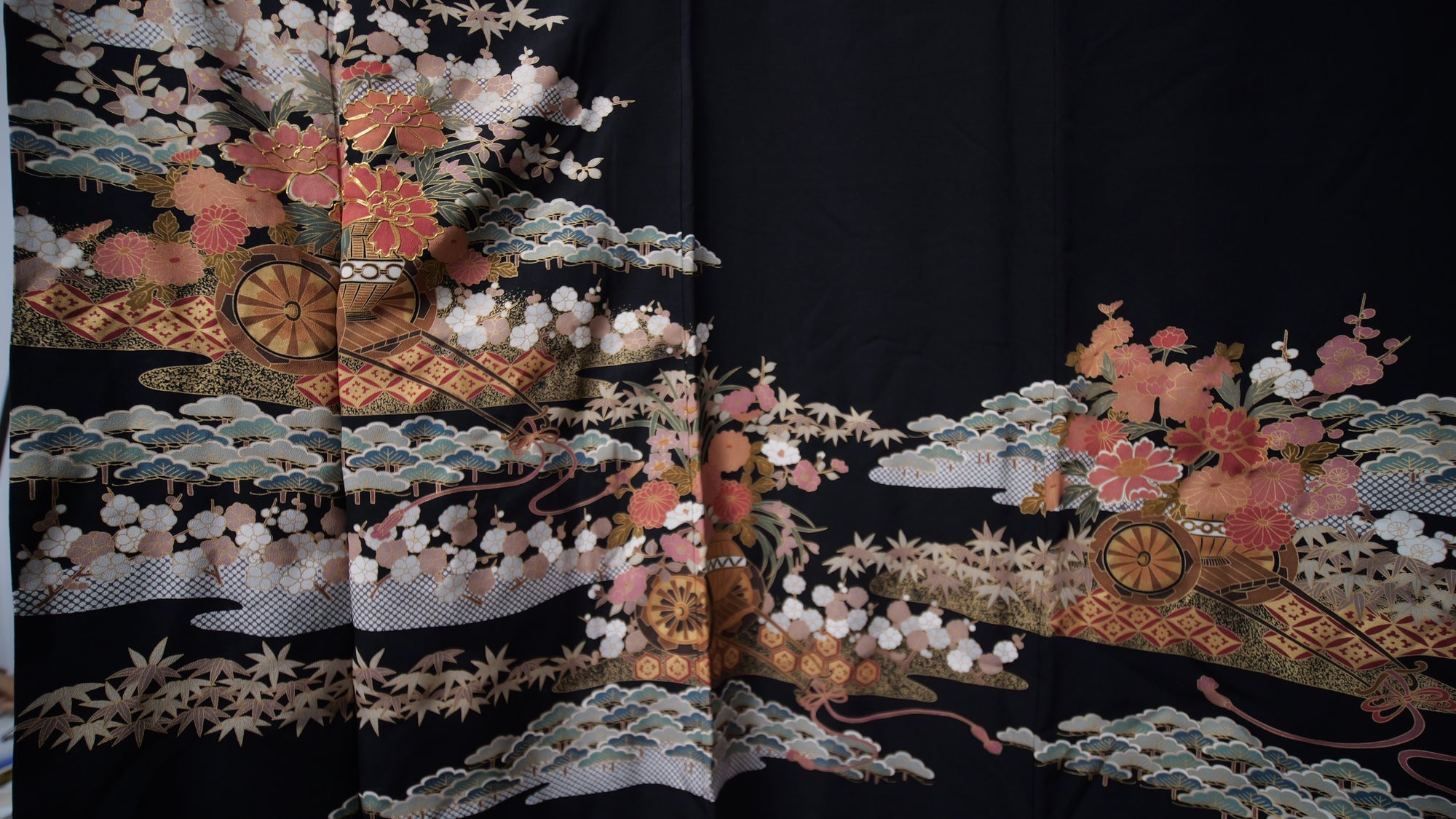 NALB (No Art Left Behind) Fabric: Black Orange Florals | MA01-07