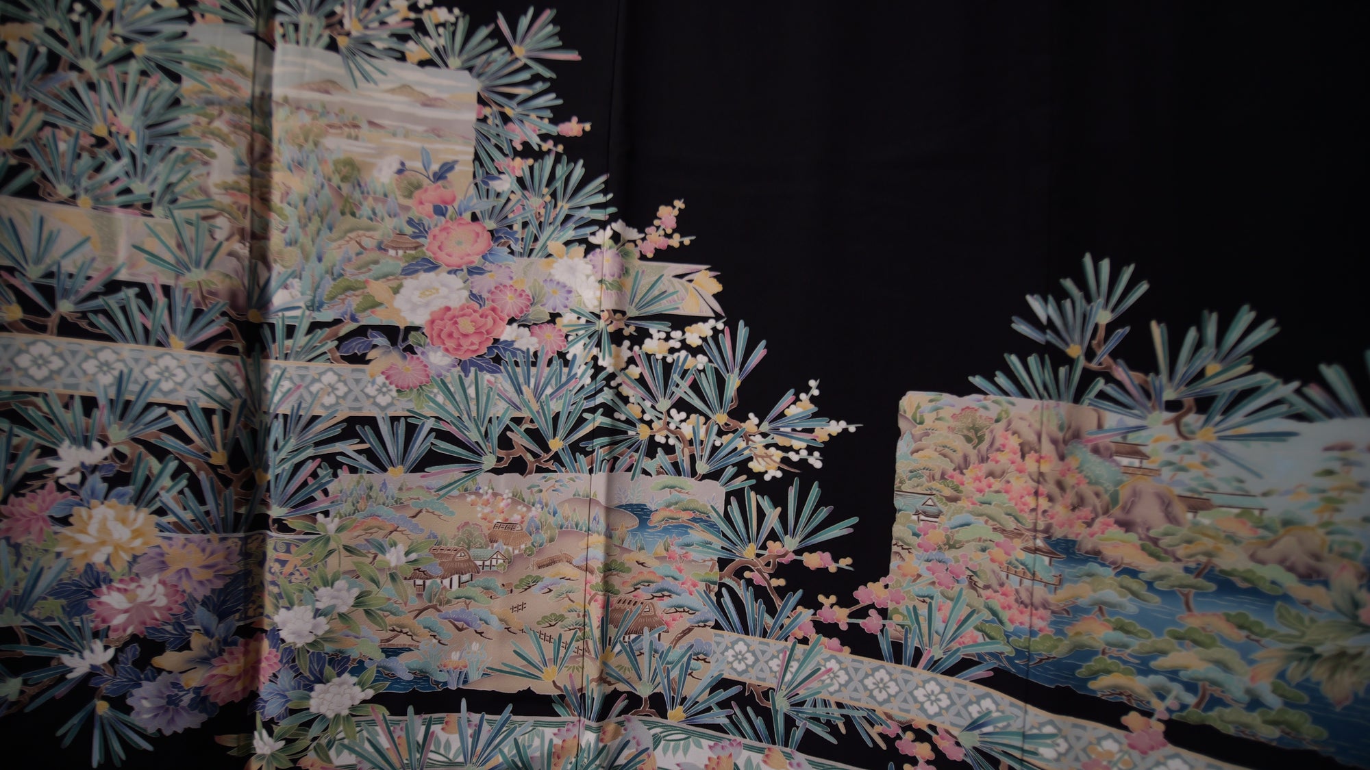 NALB (No Art Left Behind) Fabric: Black Florals and Grass | MA01-08