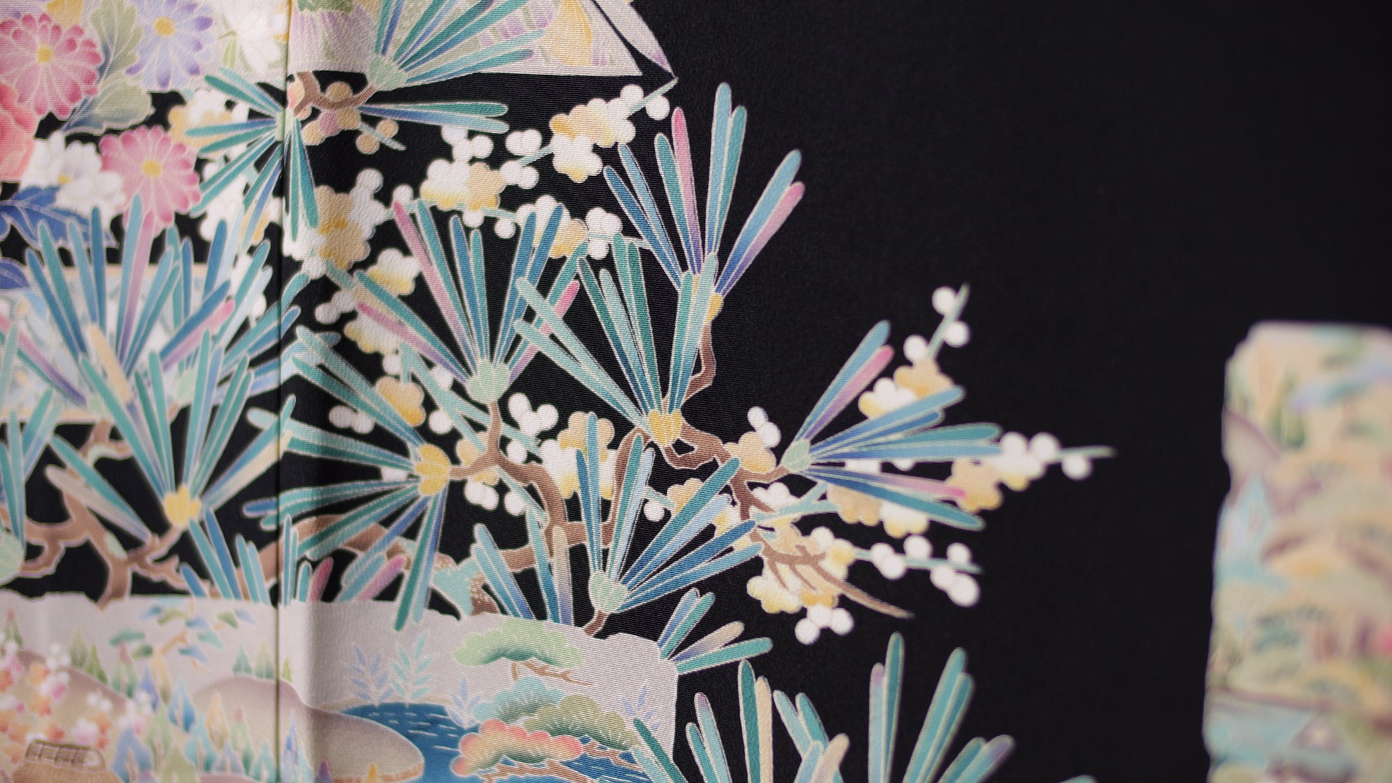 NALB (No Art Left Behind) Fabric: Black Florals and Grass | MA01-08
