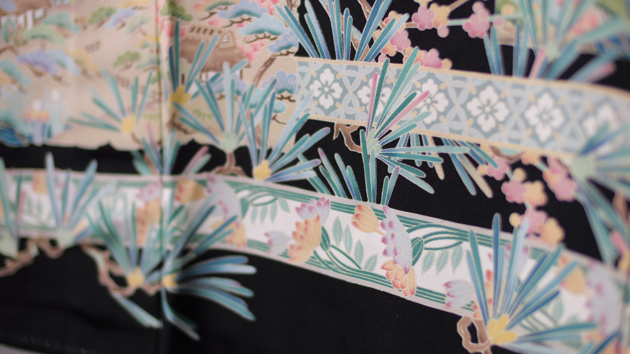NALB (No Art Left Behind) Fabric: Black Florals and Grass | MA01-08